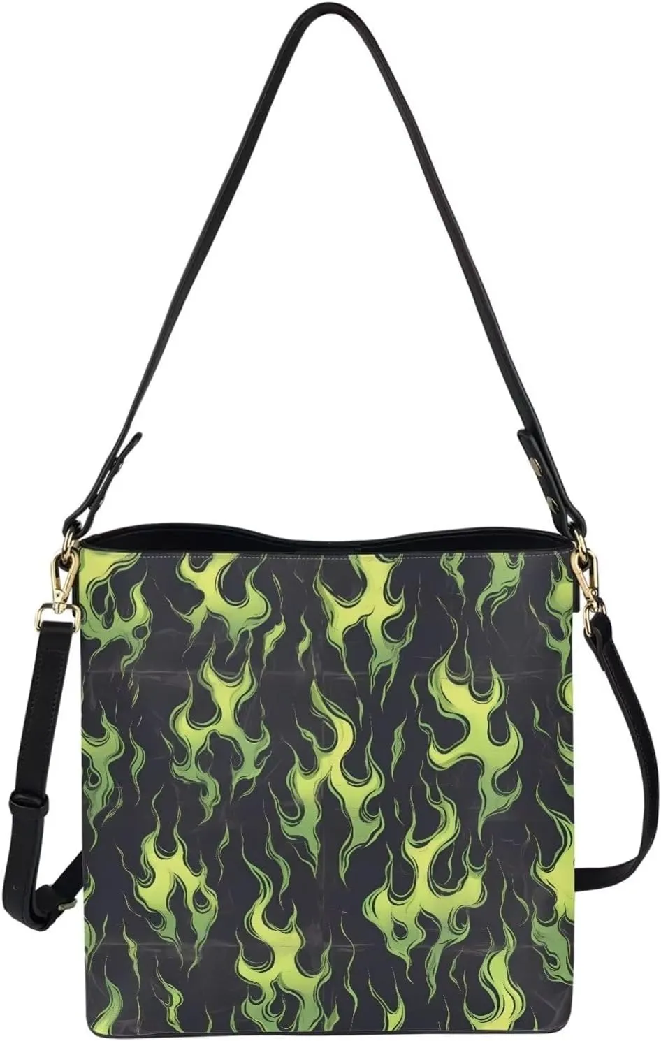 Gothic Style Bucket Bags Purses for Women with Adjustable Strap, PU Leather Tote Handbags Large Top Handle Satchel