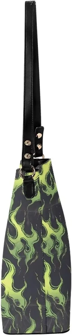 Gothic Style Bucket Bags Purses for Women with Adjustable Strap, PU Leather Tote Handbags Large Top Handle Satchel