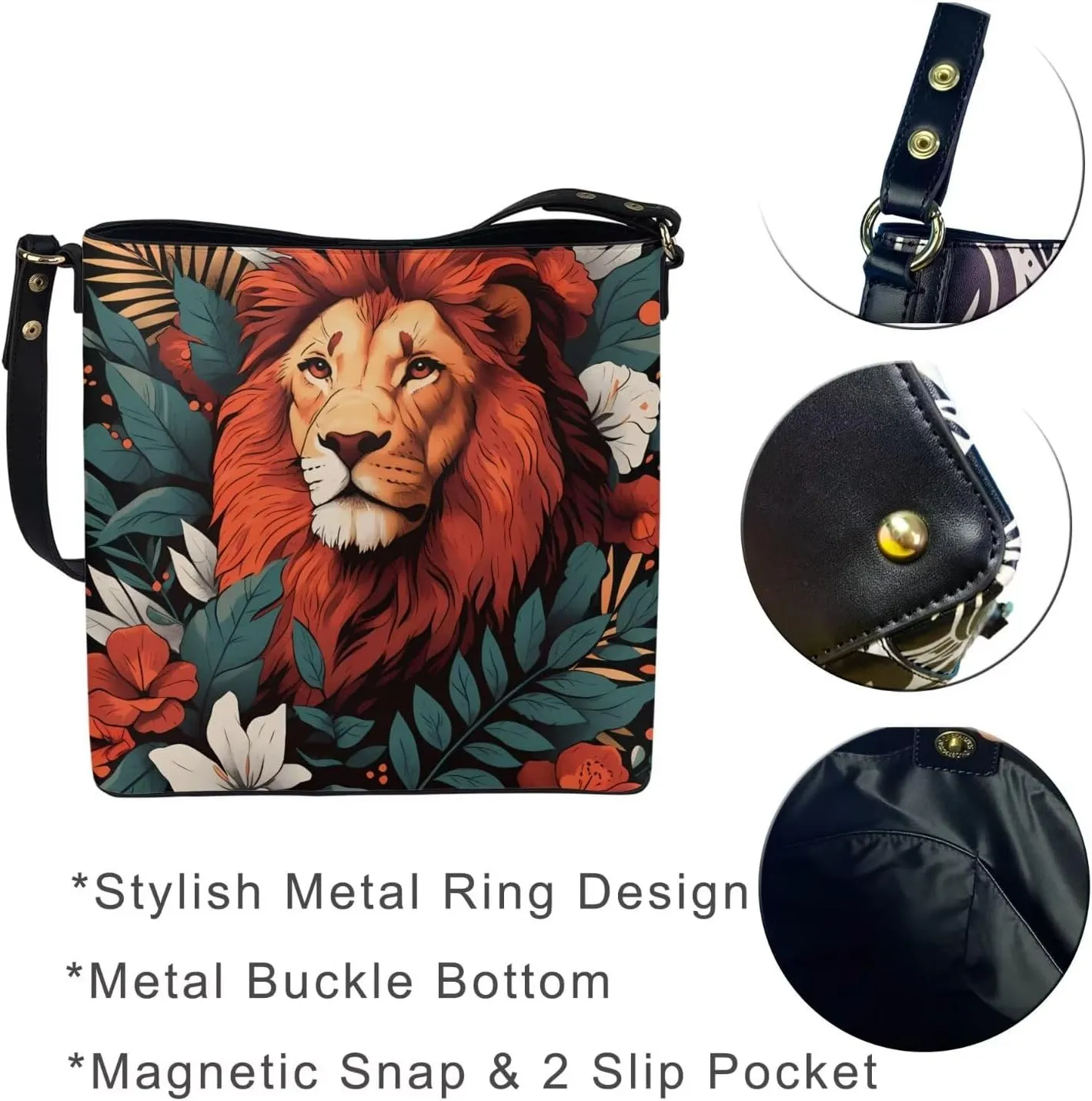 Gothic Style Bucket Bags Purses for Women with Adjustable Strap, PU Leather Tote Handbags Large Top Handle Satchel