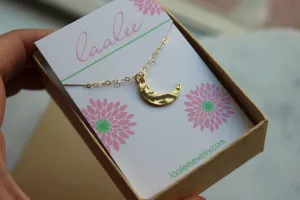 Half Moon Necklace, Half Moon Jewelry, Gold Moon Necklace, Gold Moon Jewelry, Crescent Moon Necklace, Moon Phase Necklace, Layering Necklace