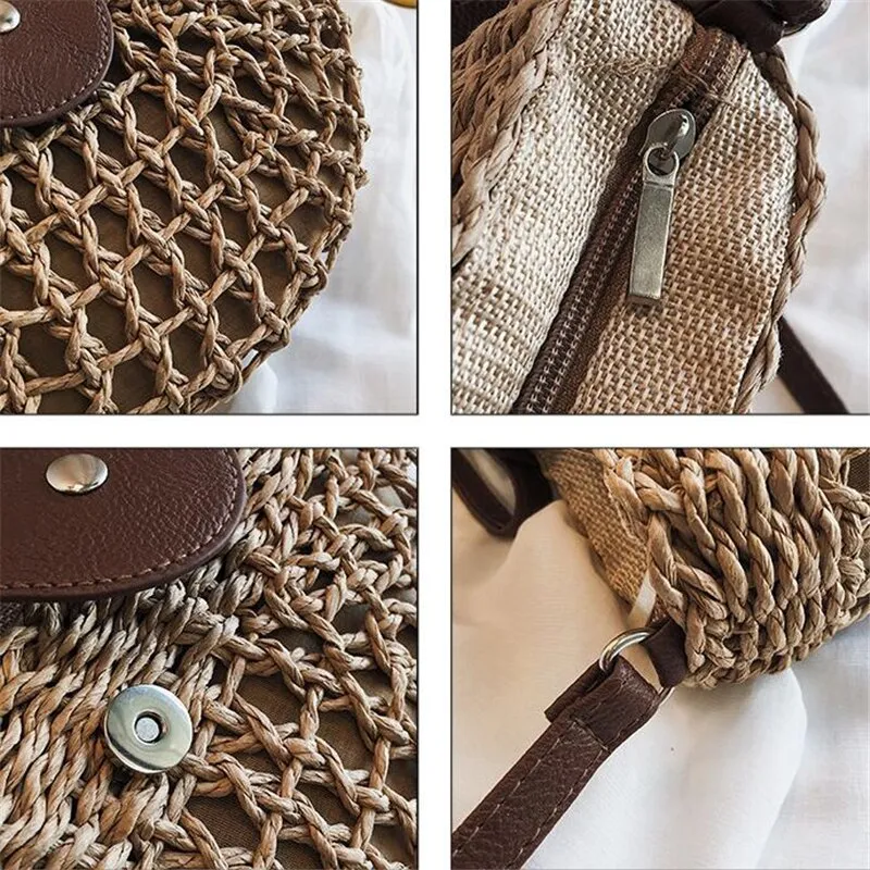 Half Moon Summer Rattan Crossbody Bags