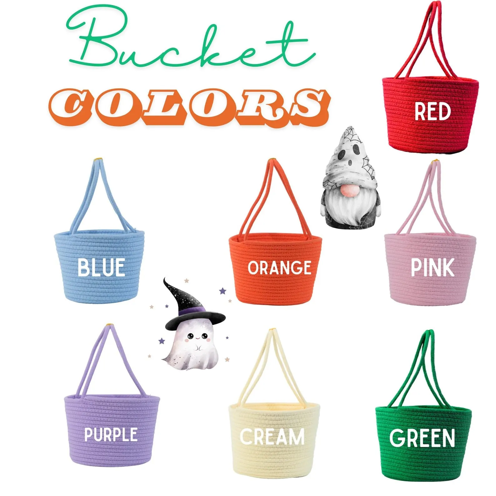 Halloween Trick or Treat Bag,Personalized Bucket,Halloween Candy Bag,Custom Tote Bags,Pumpkin and Ghost,Halloween Gift for kids,Candy Bucket