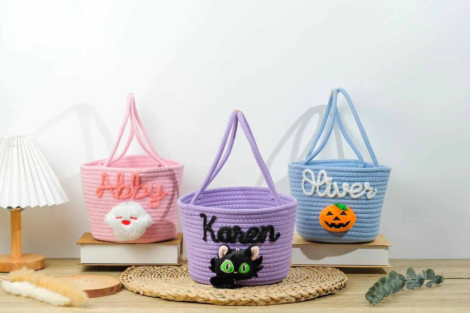 Halloween Trick or Treat Bag,Personalized Bucket,Halloween Candy Bag,Custom Tote Bags,Pumpkin and Ghost,Halloween Gift for kids,Candy Bucket