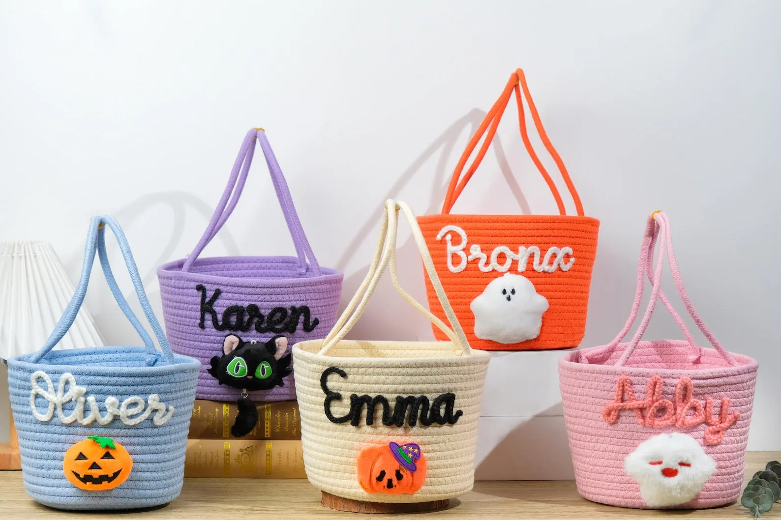 Halloween Trick or Treat Bag,Personalized Bucket,Halloween Candy Bag,Custom Tote Bags,Pumpkin and Ghost,Halloween Gift for kids,Candy Bucket