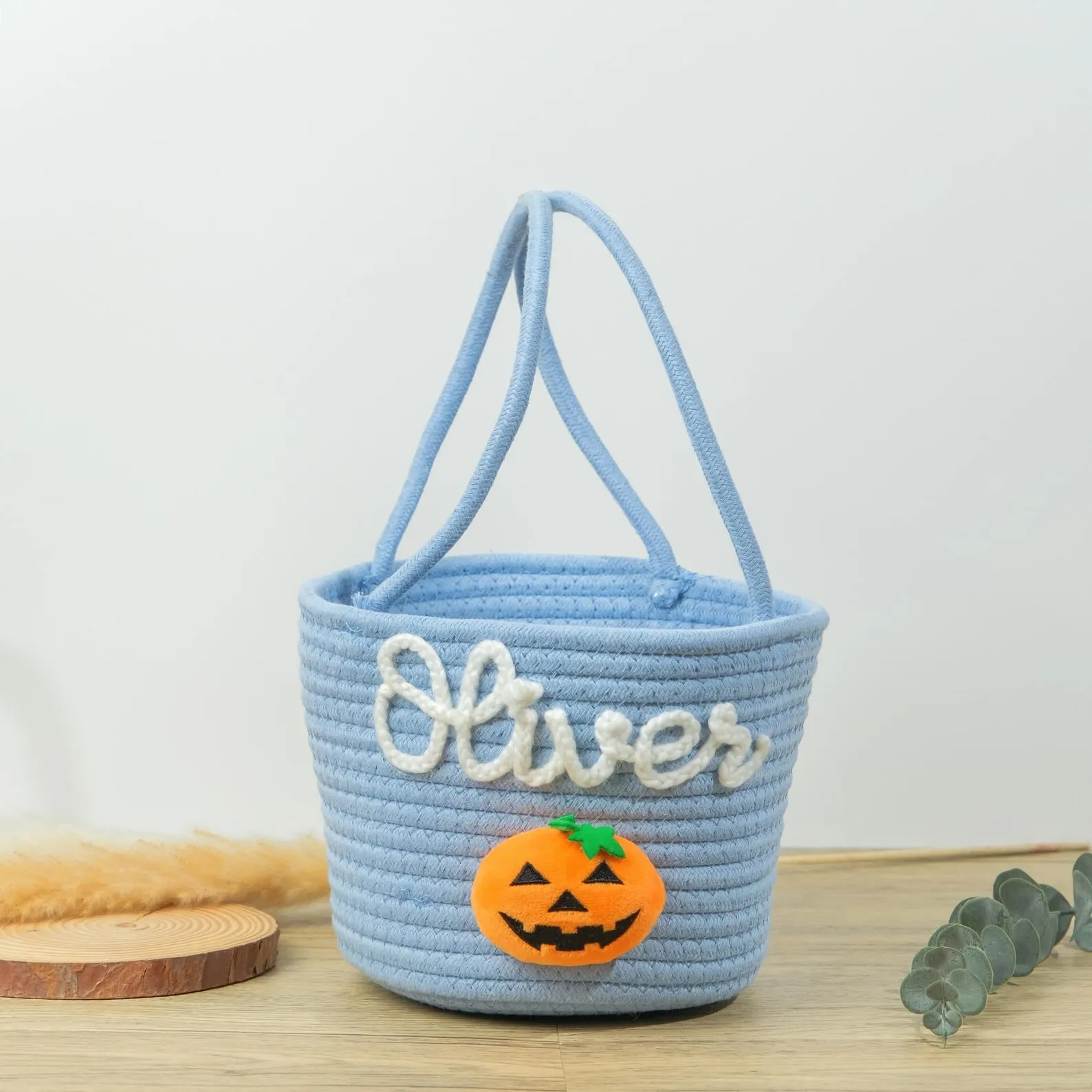 Halloween Trick or Treat Bag,Personalized Bucket,Halloween Candy Bag,Custom Tote Bags,Pumpkin and Ghost,Halloween Gift for kids,Candy Bucket