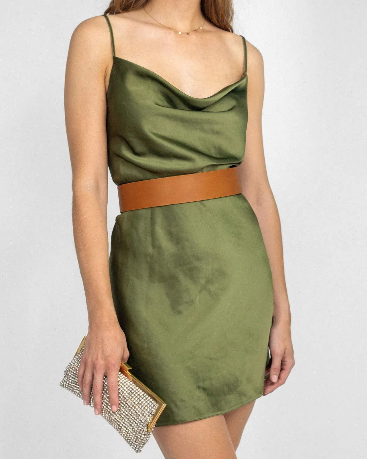 Holly tan leather band waist belt