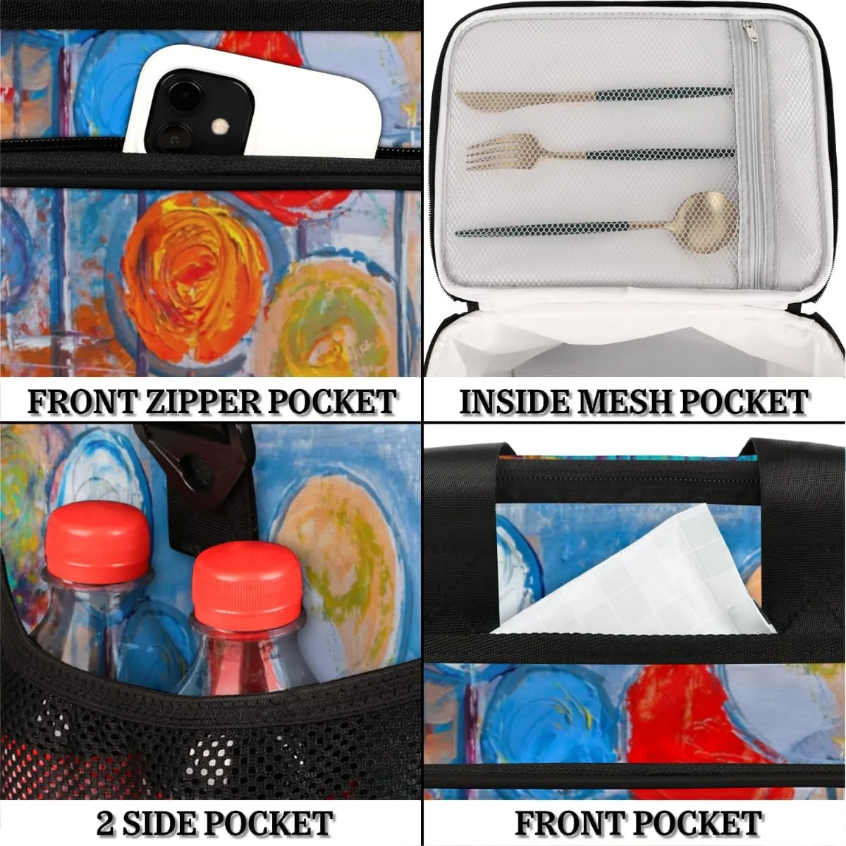 Insulated Lunch Bags for Women Men Watercolor Lollipop Adult Large Reusable Cooler Tote Bag with Adjustable Shoulder Strap Lunch Box for Office, Picnic, Hiking, Beach