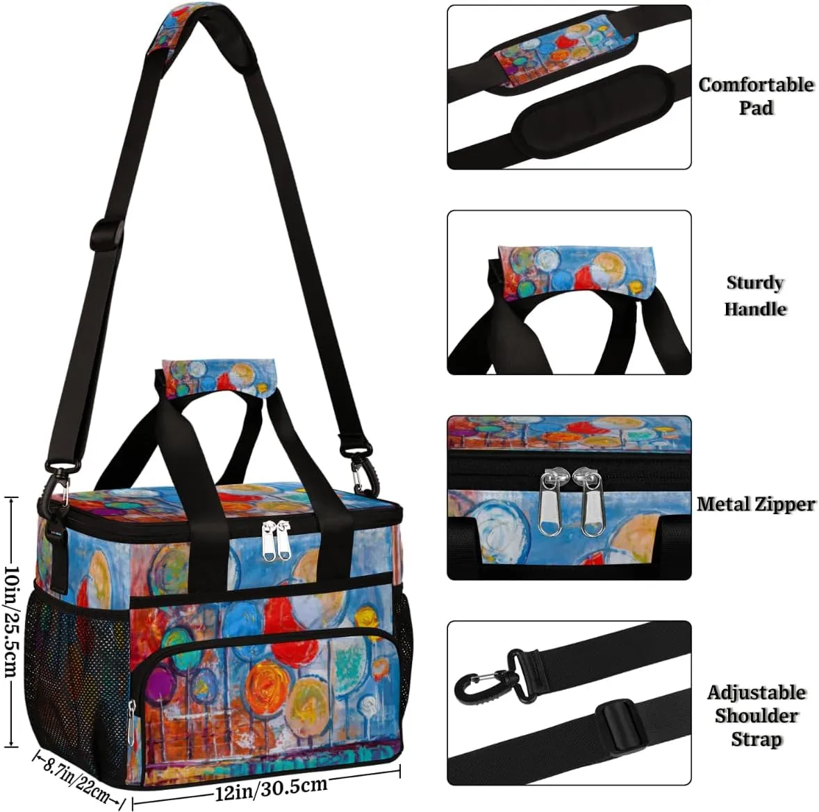 Insulated Lunch Bags for Women Men Watercolor Lollipop Adult Large Reusable Cooler Tote Bag with Adjustable Shoulder Strap Lunch Box for Office, Picnic, Hiking, Beach