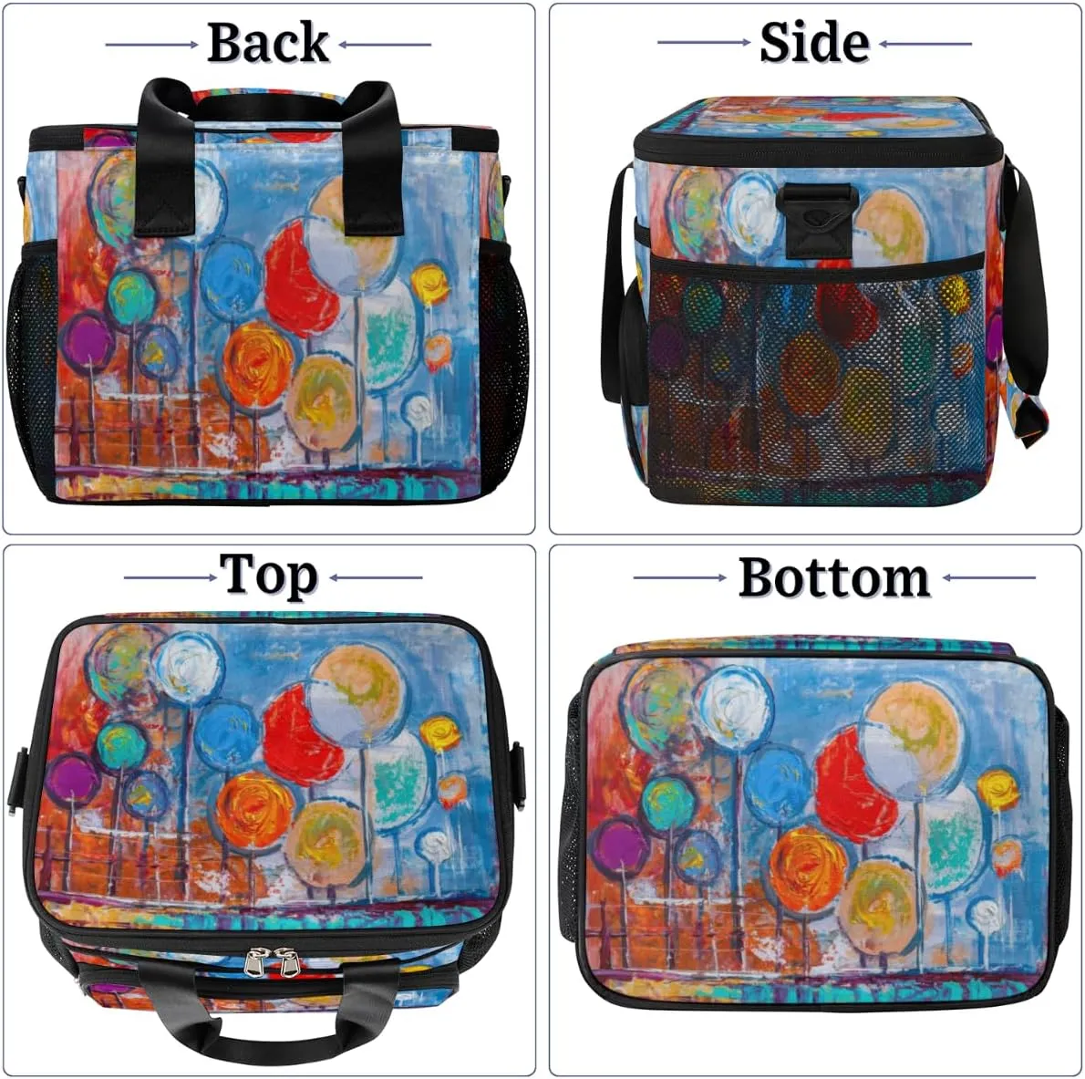 Insulated Lunch Bags for Women Men Watercolor Lollipop Adult Large Reusable Cooler Tote Bag with Adjustable Shoulder Strap Lunch Box for Office, Picnic, Hiking, Beach
