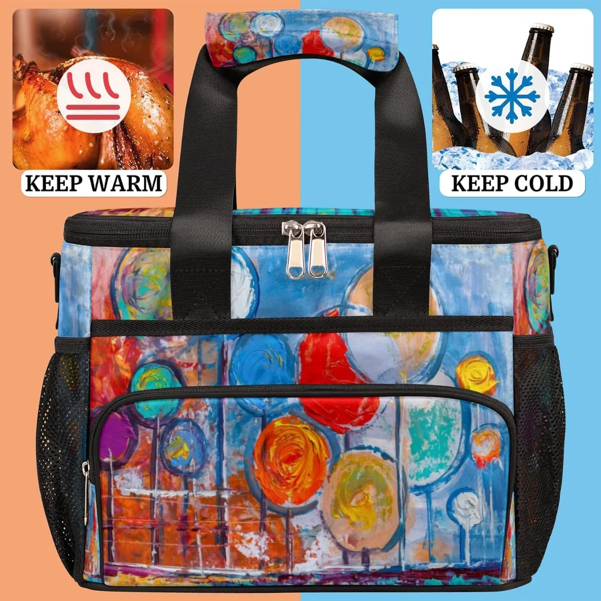 Insulated Lunch Bags for Women Men Watercolor Lollipop Adult Large Reusable Cooler Tote Bag with Adjustable Shoulder Strap Lunch Box for Office, Picnic, Hiking, Beach