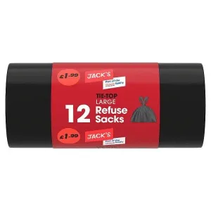 Jacks 12 Tie-Top Refuse Sacks Large