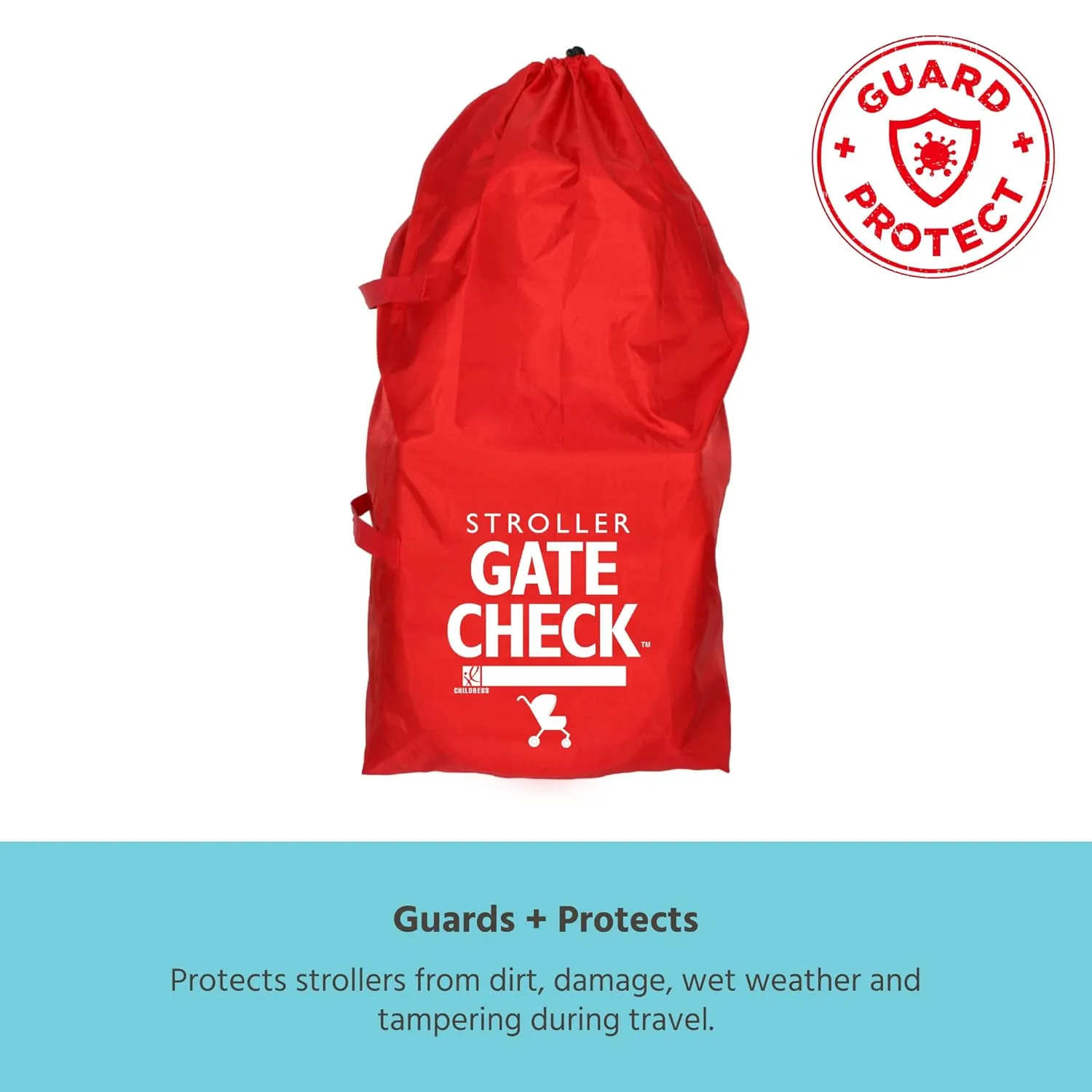 J.L. Childress Gate Check Bag for Single & Double Strollers - Travel Bag for Airplane, Fits Most Standard Baby Strollers, Airport Accessories for Gate Check, Flying Essentials - Red