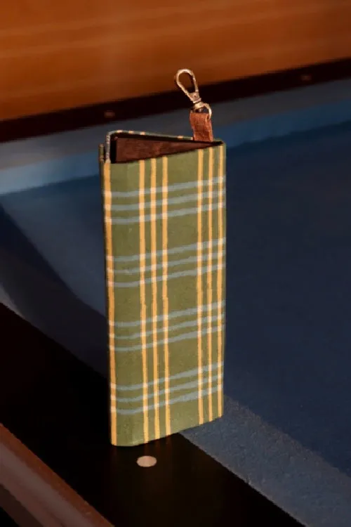 Kirgiti's Foldable Checkered Green Dabu printed and cork Specs Case
