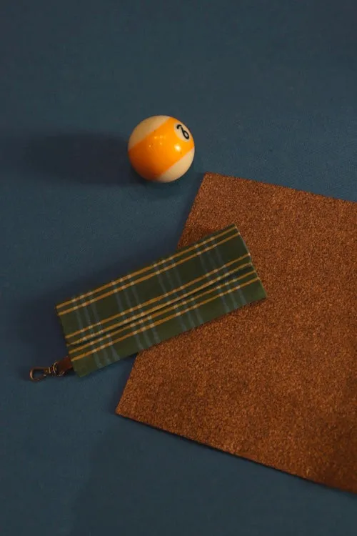 Kirgiti's Foldable Checkered Green Dabu printed and cork Specs Case