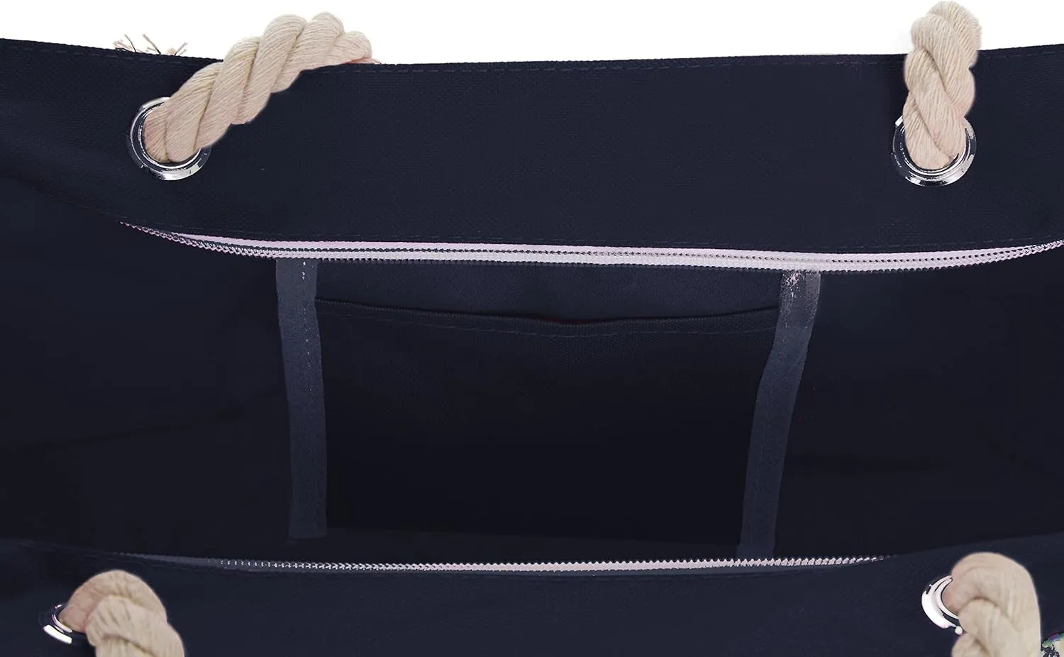 Large Beach Tote Bag, Top Zipper Boat Bag