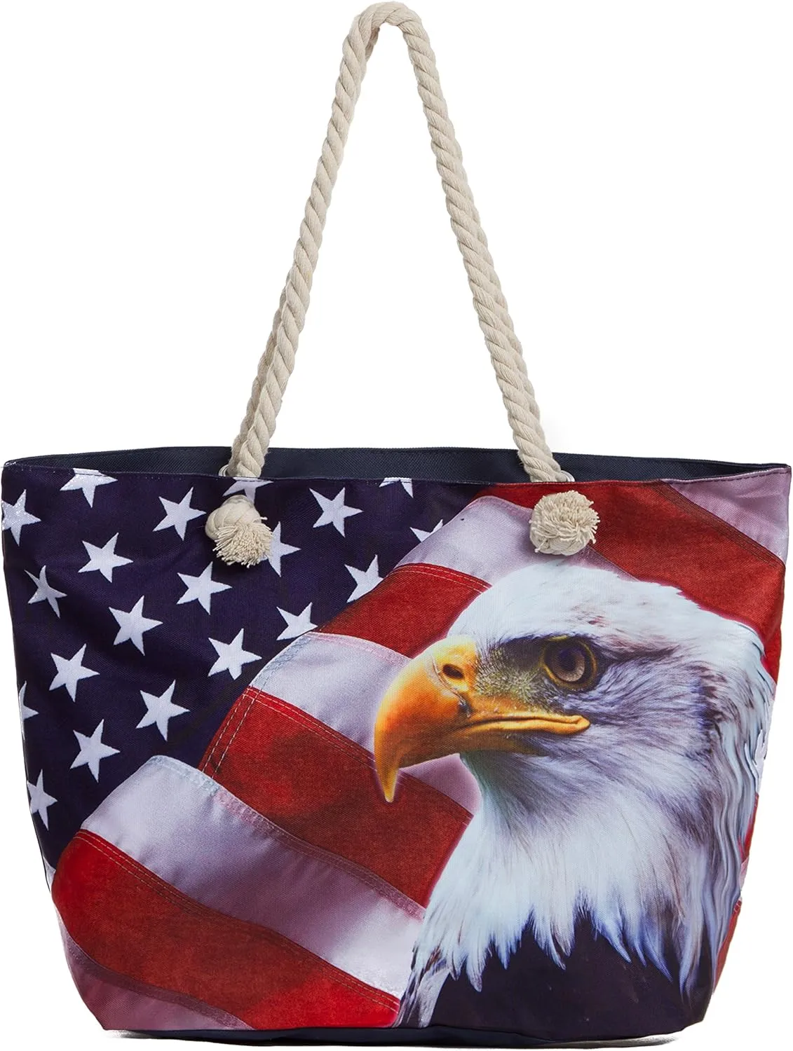 Large Beach Tote Bag, Top Zipper Boat Bag