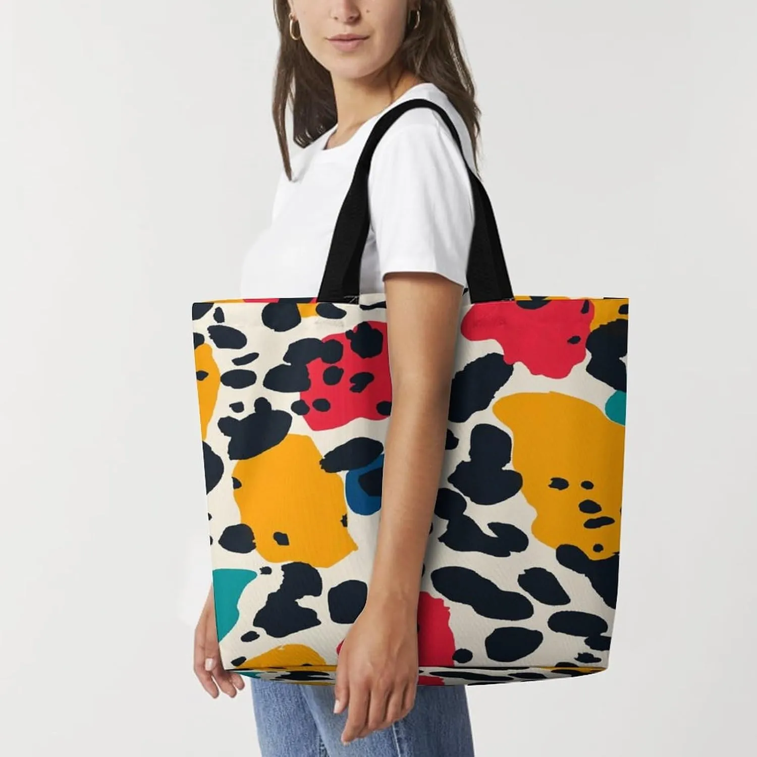 Large Shoulder Tote Bag Reusable Shopping Bag for Women Foldable And Washable Shoulder Tote for Grocery Beach Travel