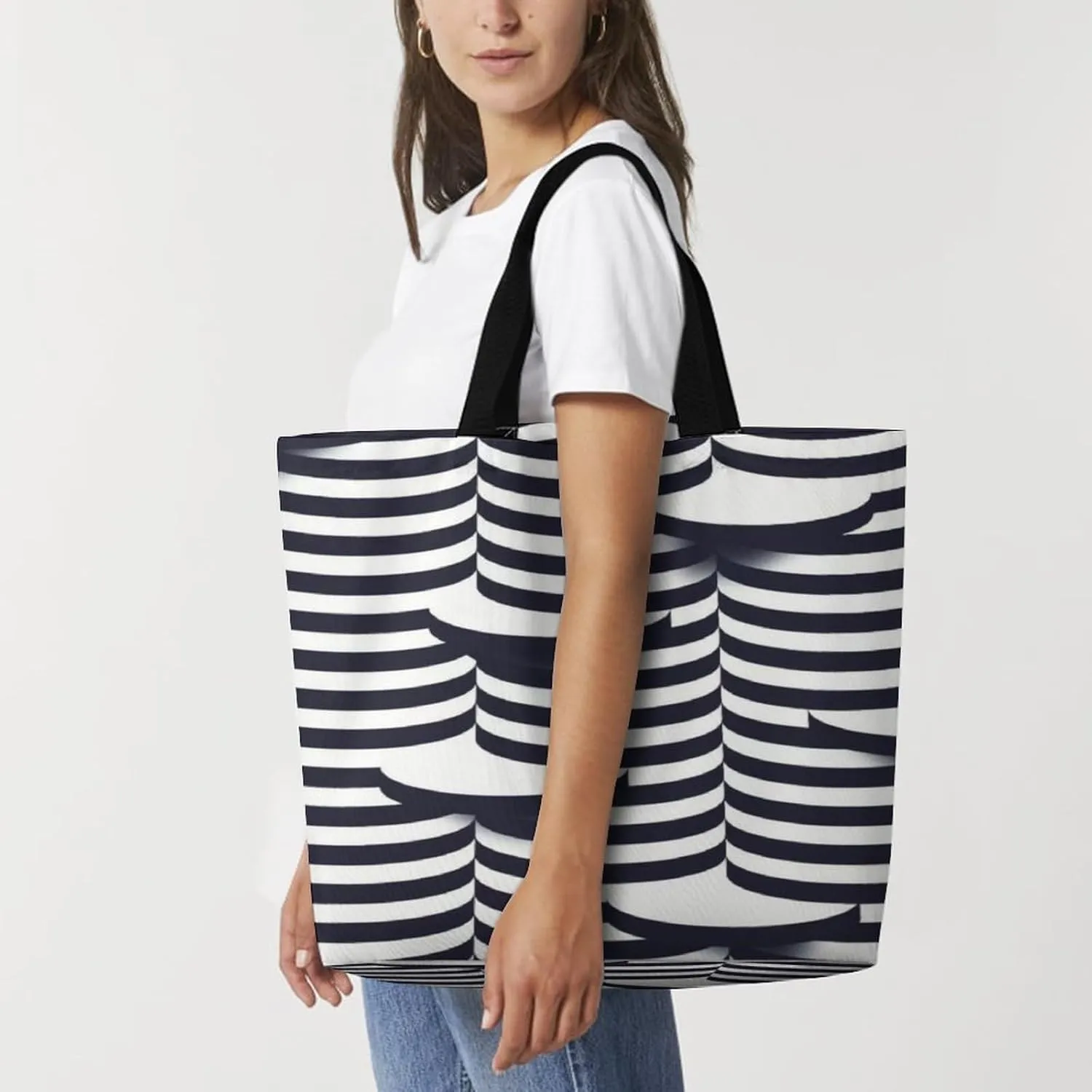 Large Shoulder Tote Bag Reusable Shopping Bag for Women Foldable And Washable Shoulder Tote for Grocery Beach Travel