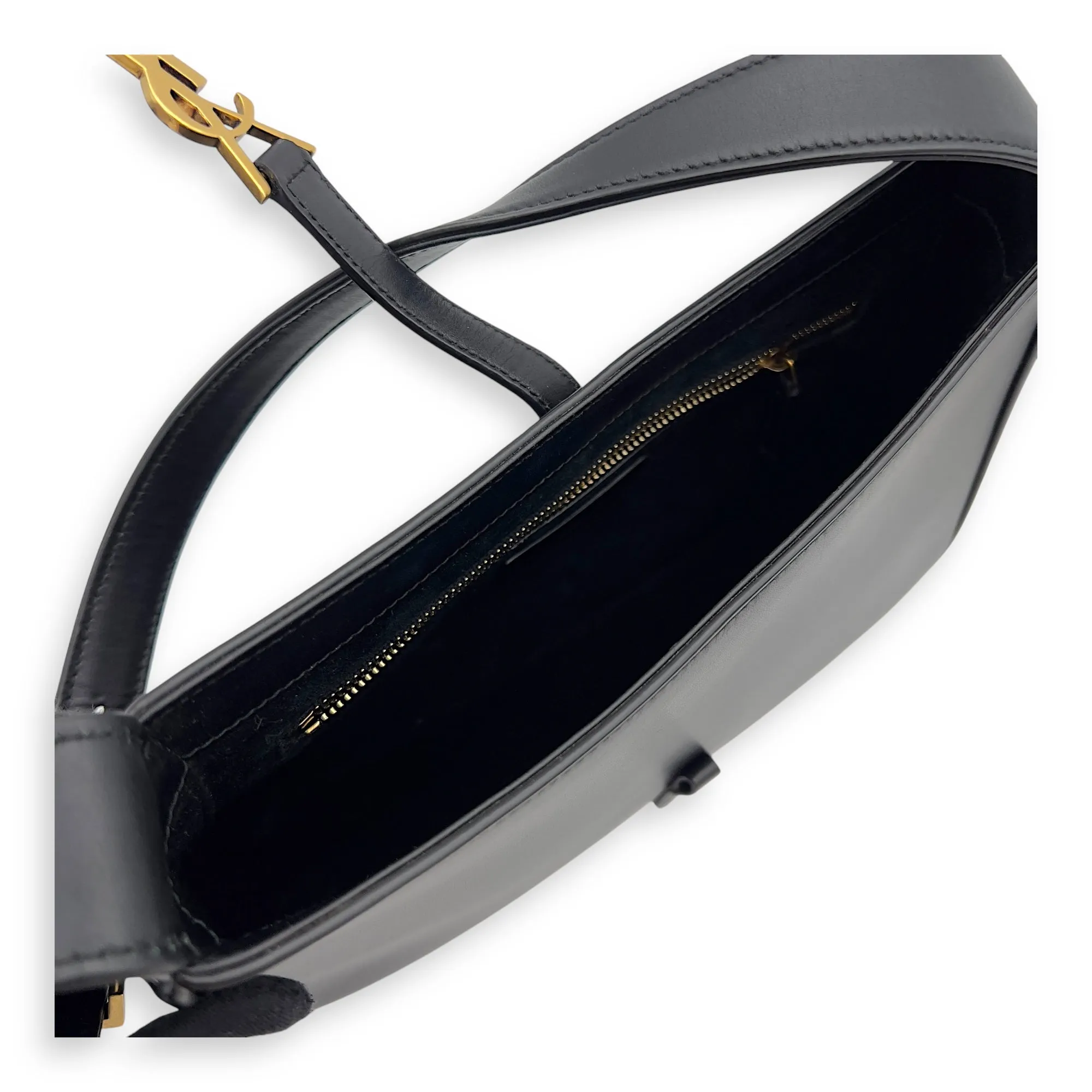 Le 5 A 7 Black Shoulder Bag in Calfskin, Gold hardware