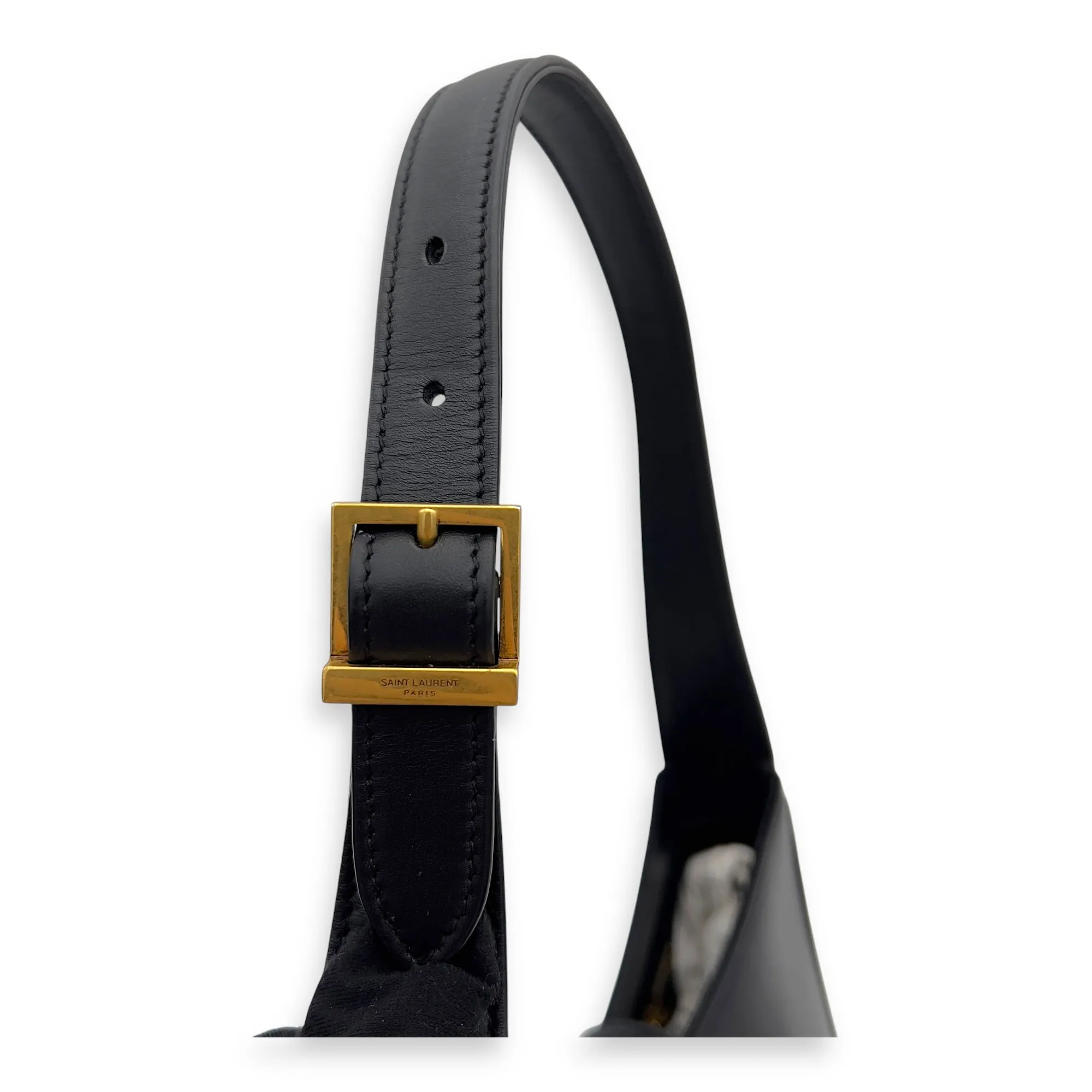 Le 5 A 7 Black Shoulder Bag in Calfskin, Gold hardware