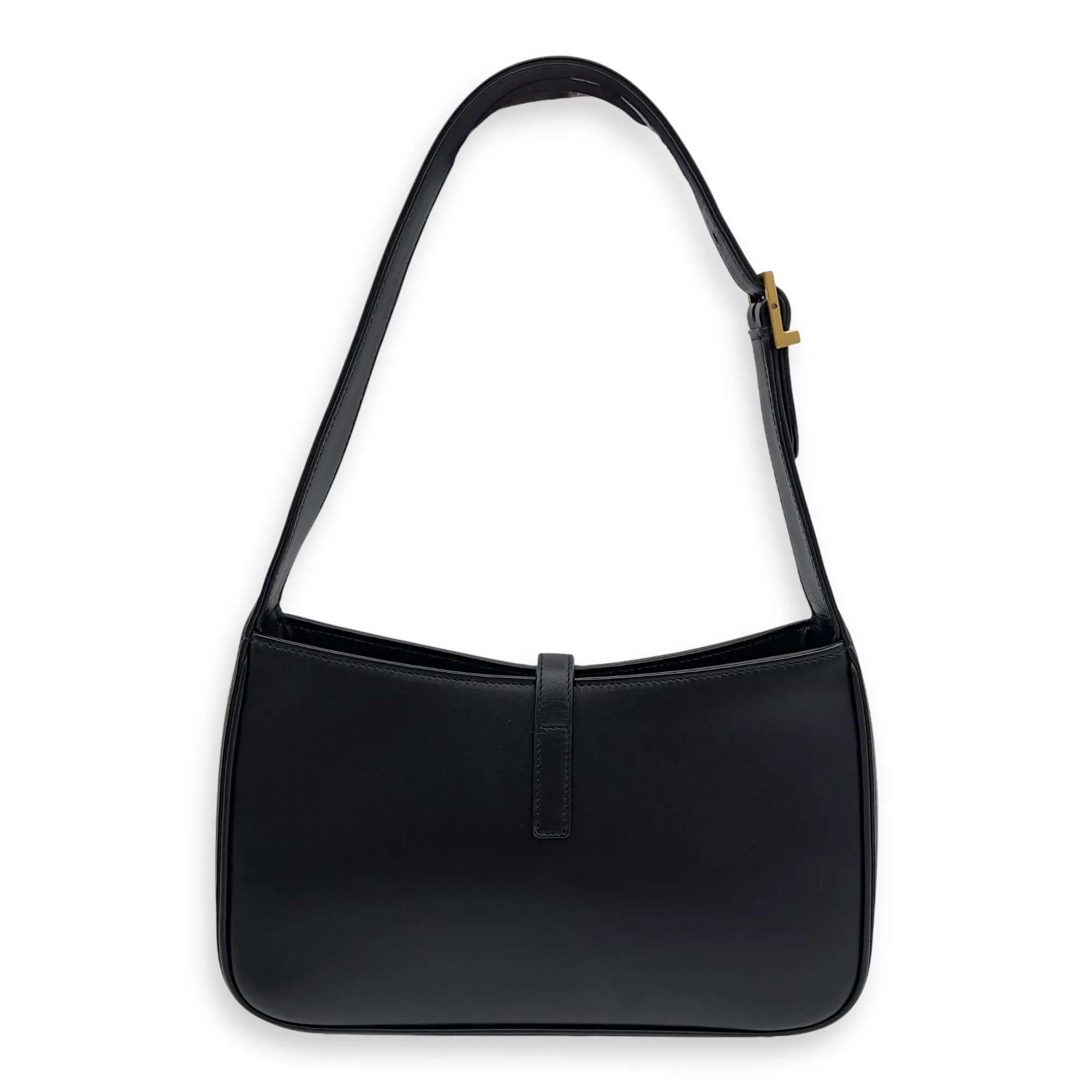 Le 5 A 7 Black Shoulder Bag in Calfskin, Gold hardware