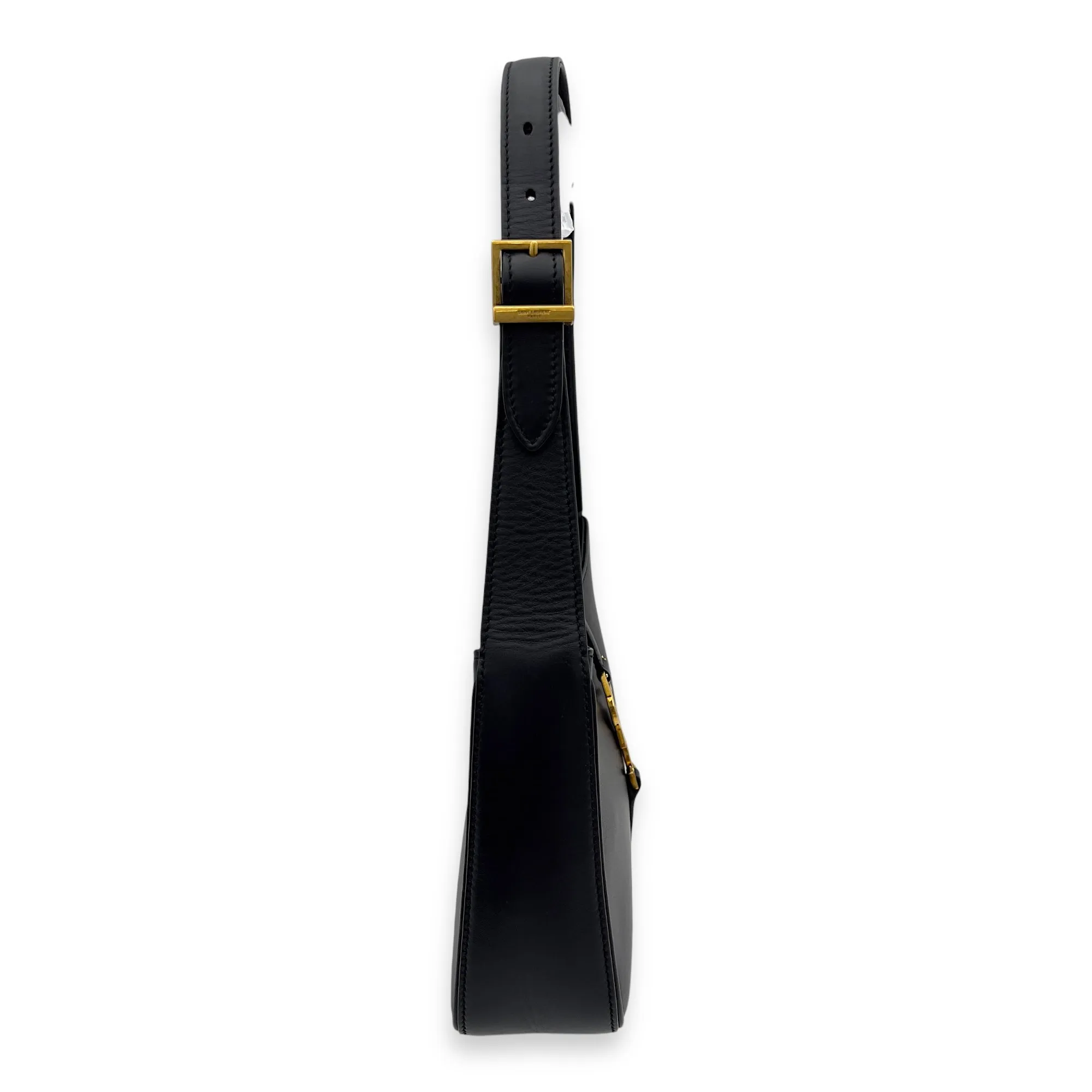 Le 5 A 7 Black Shoulder Bag in Calfskin, Gold hardware