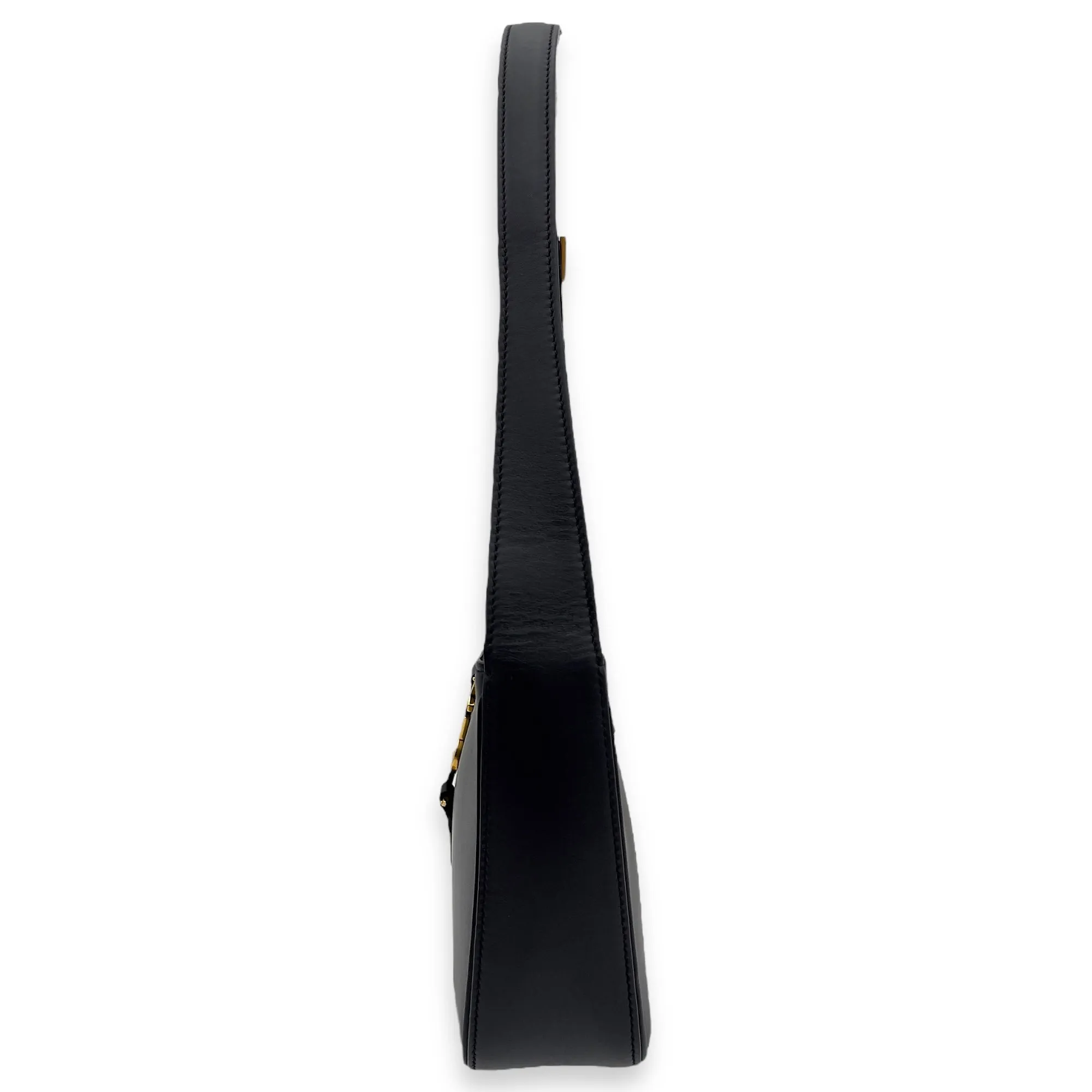Le 5 A 7 Black Shoulder Bag in Calfskin, Gold hardware