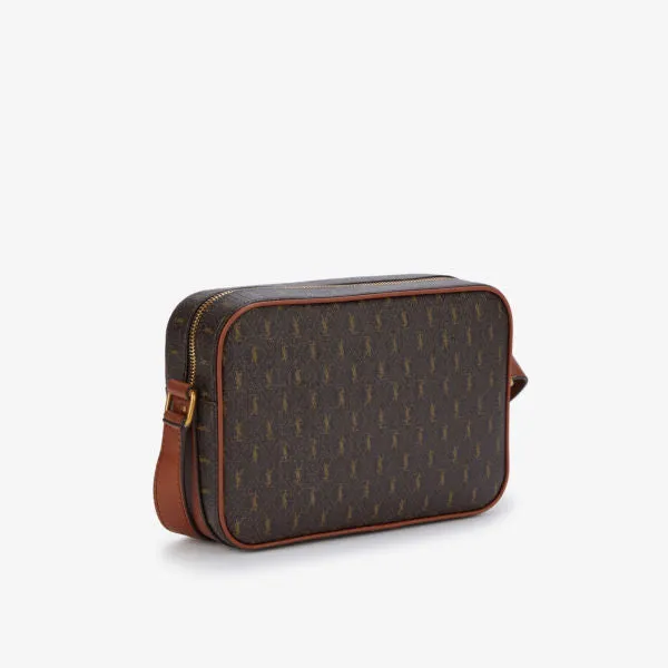 Le Monogramme crossbody bag in fabric and leather Saint Laurent, chocolate color