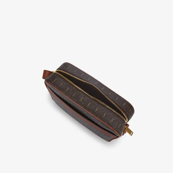 Le Monogramme crossbody bag in fabric and leather Saint Laurent, chocolate color