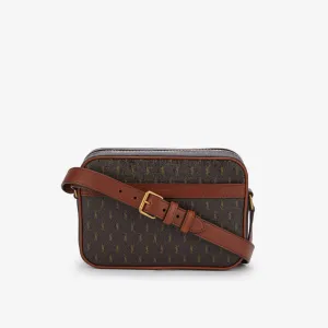 Le Monogramme crossbody bag in fabric and leather Saint Laurent, chocolate color