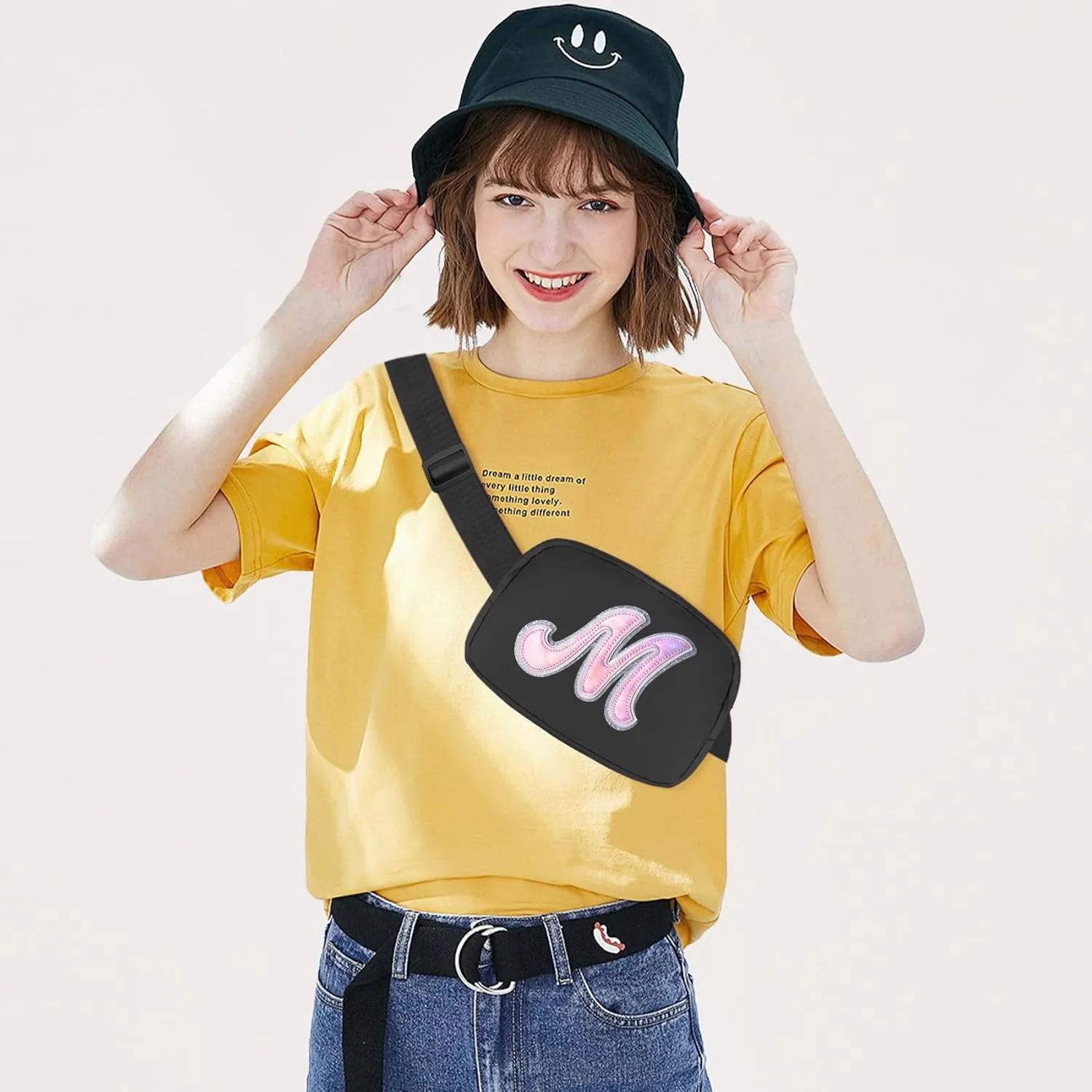 Leather Letter Belt Bag Cute Crossbody Bags Travel Fanny Waist Pack Trendy Stuff Christmas Birthday Gifts for Girls