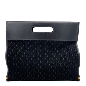 Monogram King Palm Tote Bag Black in Suede Leather, Gold hardware