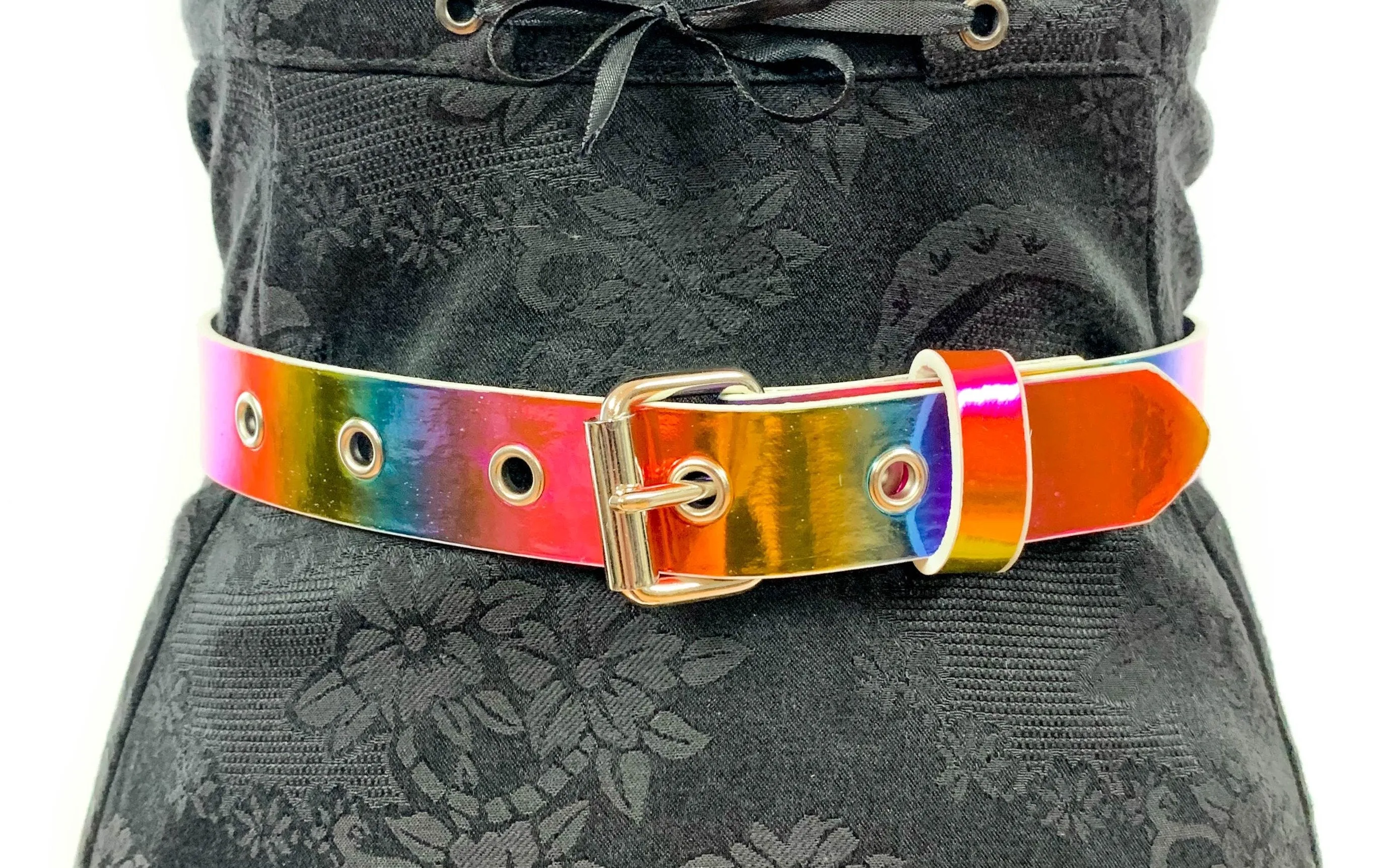 Multi-Color Holographic Plain Belt With Grommet 
1 1/4" Wide