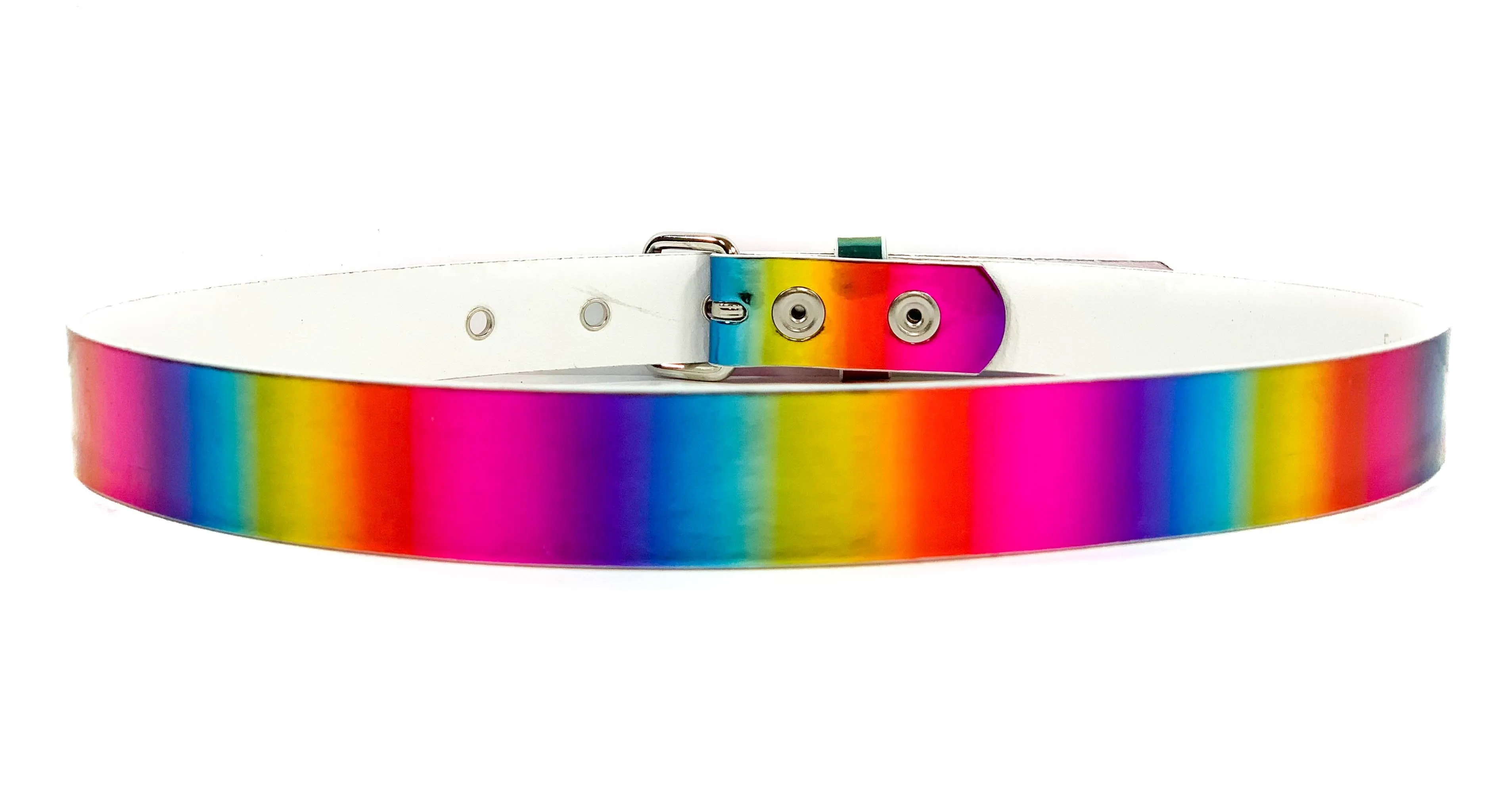 Multi-Color Holographic Plain Belt With Grommet 
1 1/4" Wide