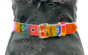 Multi-Color Holographic Plain Belt With Grommet 
1 1/4" Wide