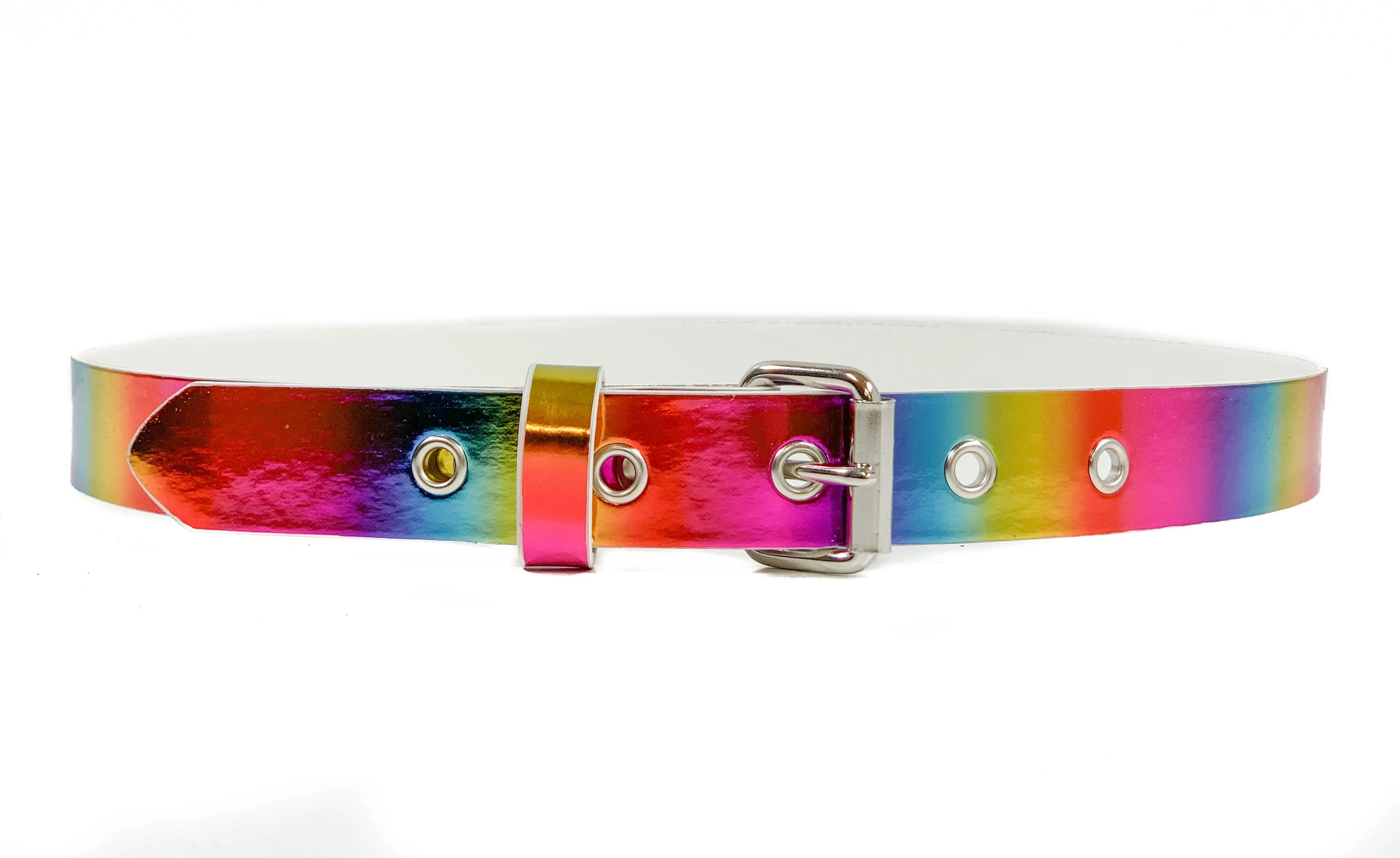 Multi-Color Holographic Plain Belt With Grommet 
1 1/4" Wide