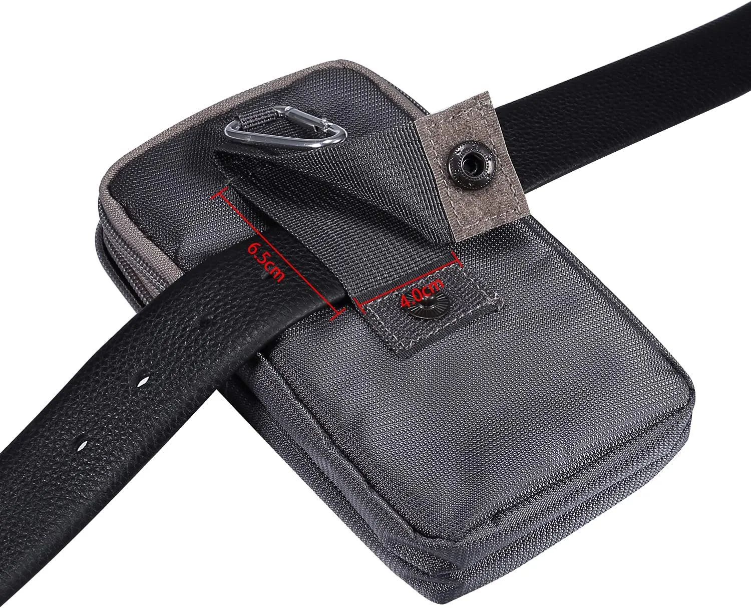 Multifunction Dual Phone Holster Men, Nylon Cell Phone Case Holder Mens Belt Pouch Loop/Clip, Smartphone Belt Wallet Purse 2 Zipper Pockets Compatible with iPhone 14 Pro Max Case 13 Pro Max, Black