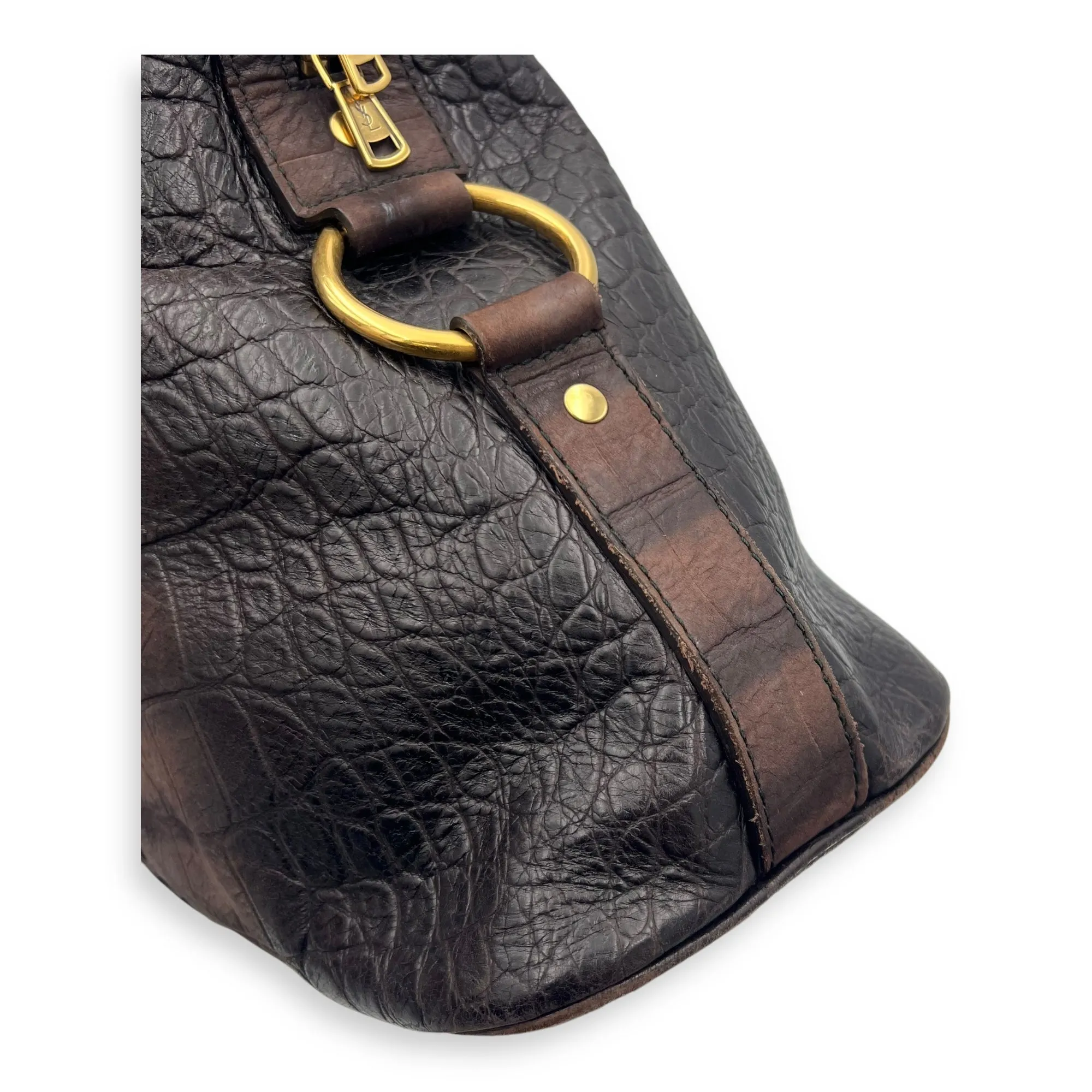 Muse Top Handle Bag Large Brown in Calfskin, Gold hardware