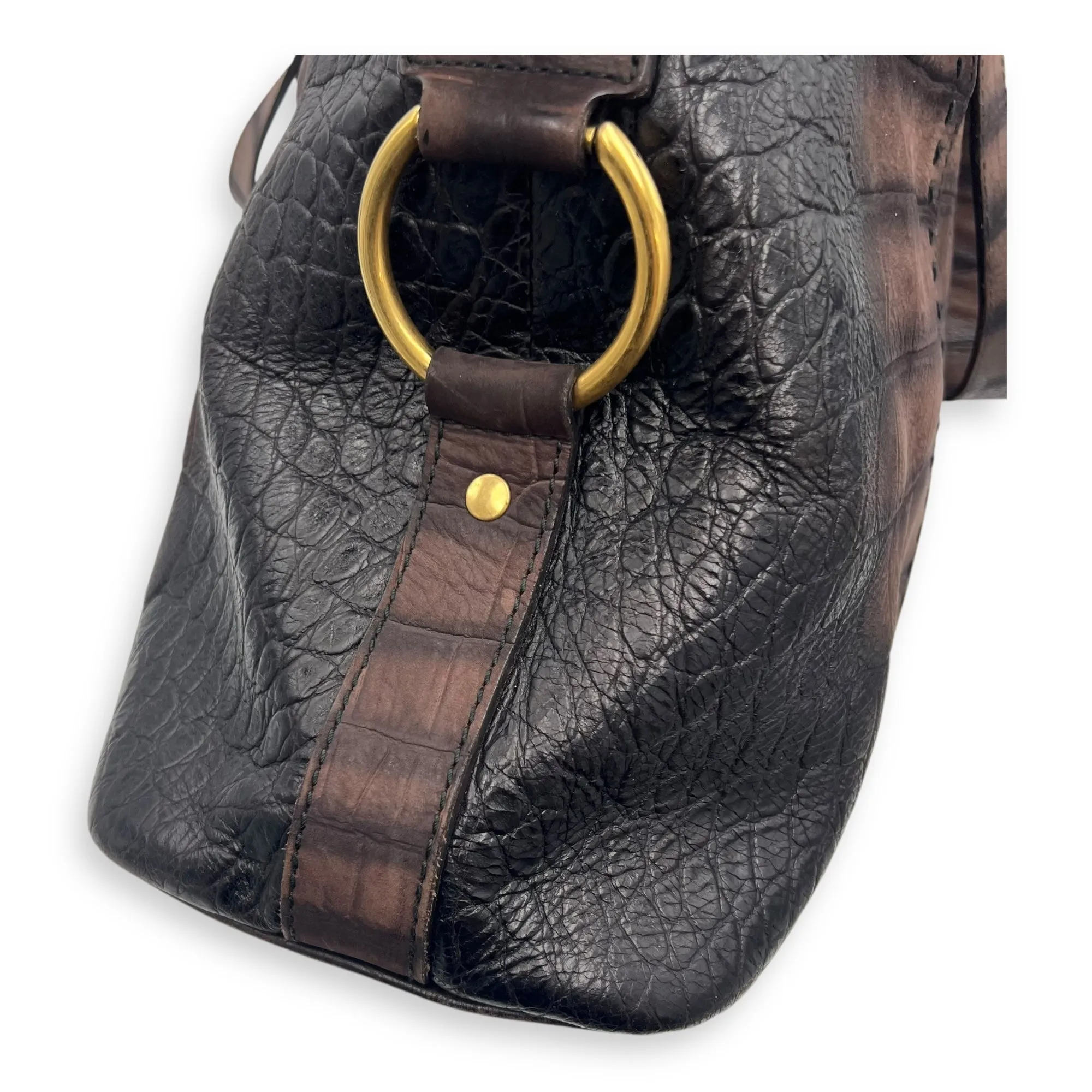 Muse Top Handle Bag Large Brown in Calfskin, Gold hardware