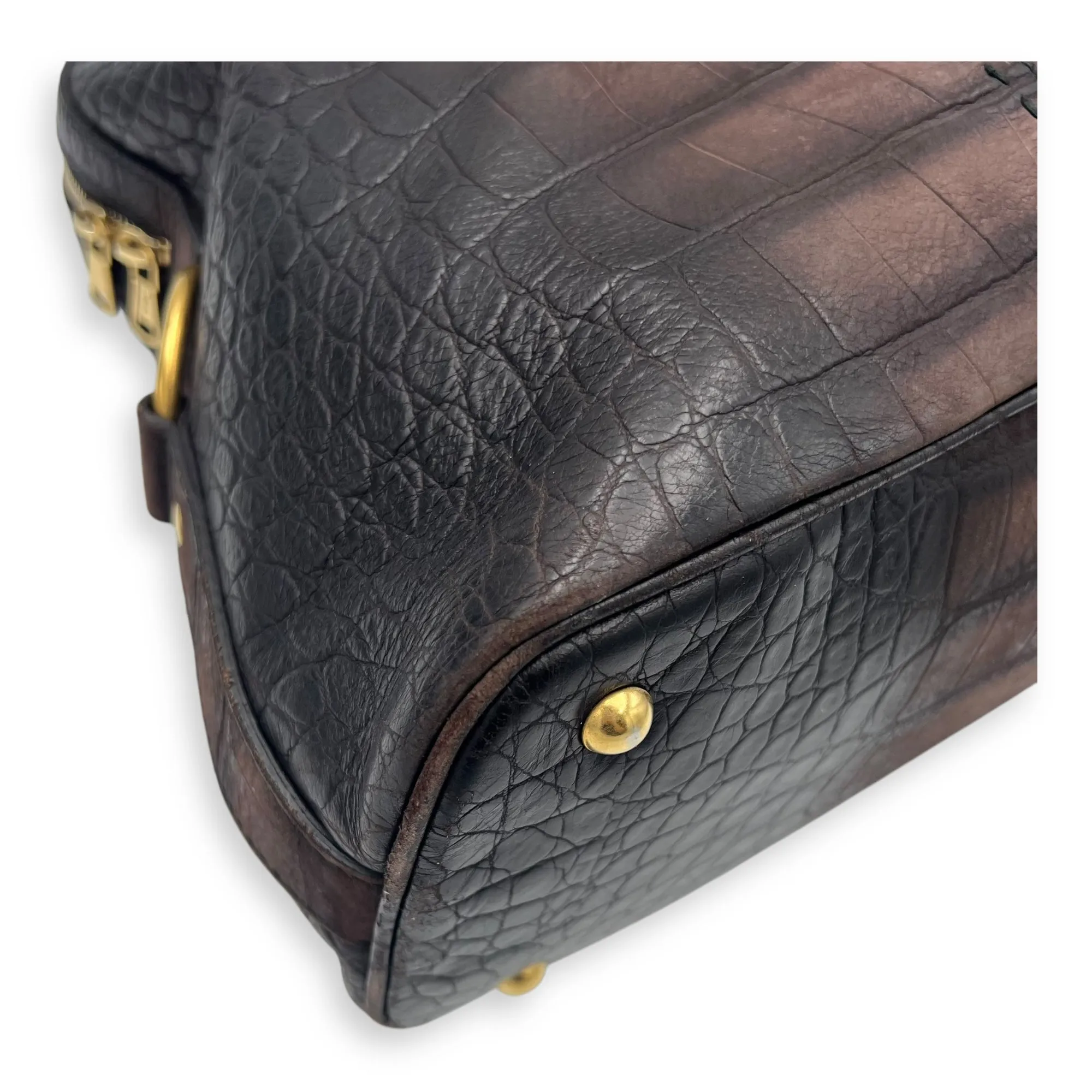 Muse Top Handle Bag Large Brown in Calfskin, Gold hardware