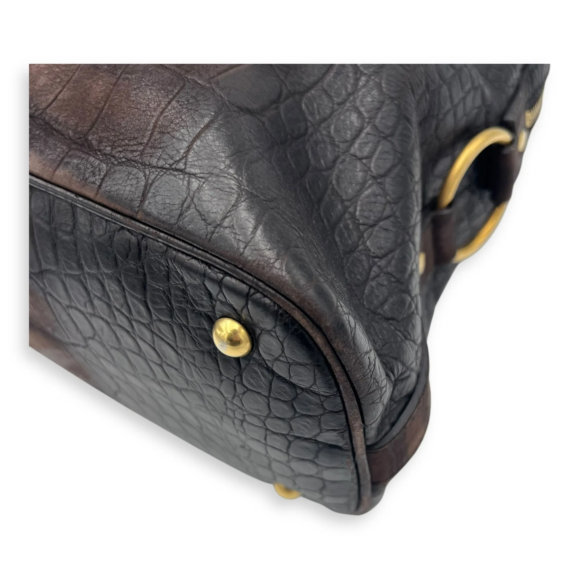 Muse Top Handle Bag Large Brown in Calfskin, Gold hardware
