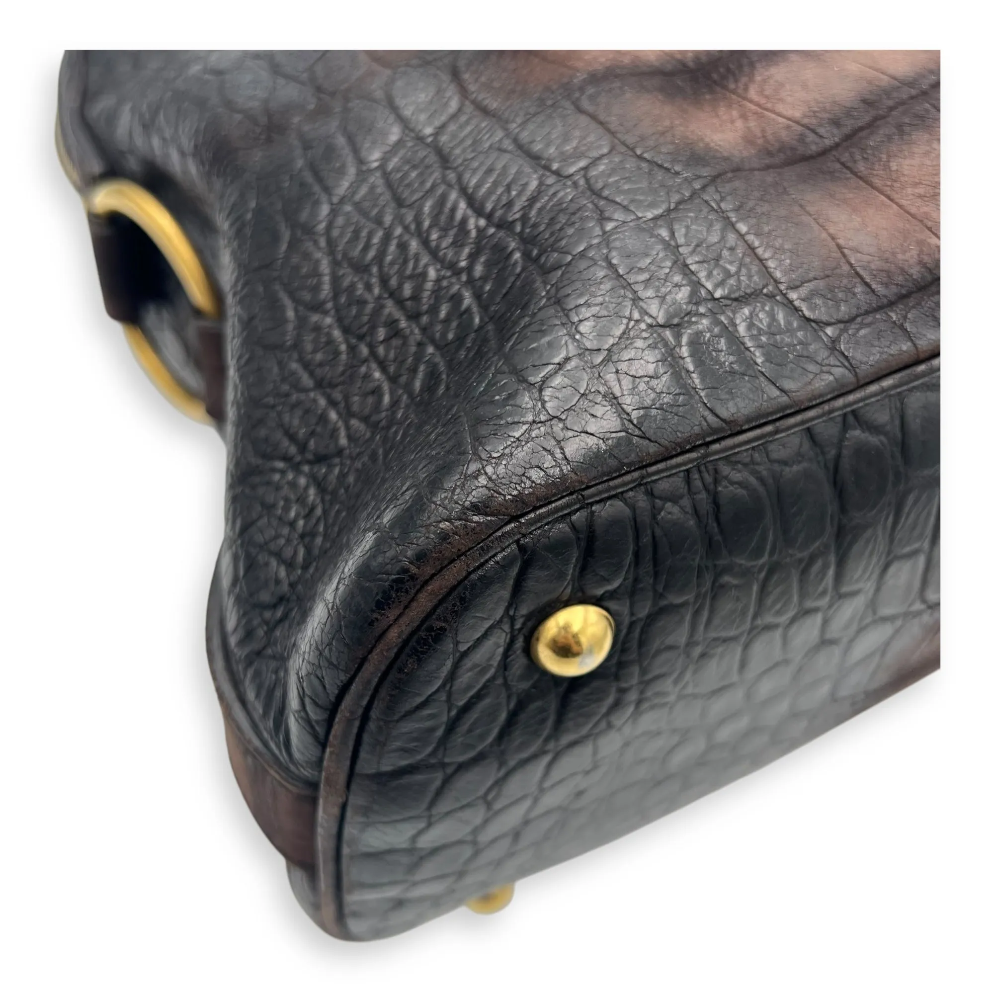 Muse Top Handle Bag Large Brown in Calfskin, Gold hardware