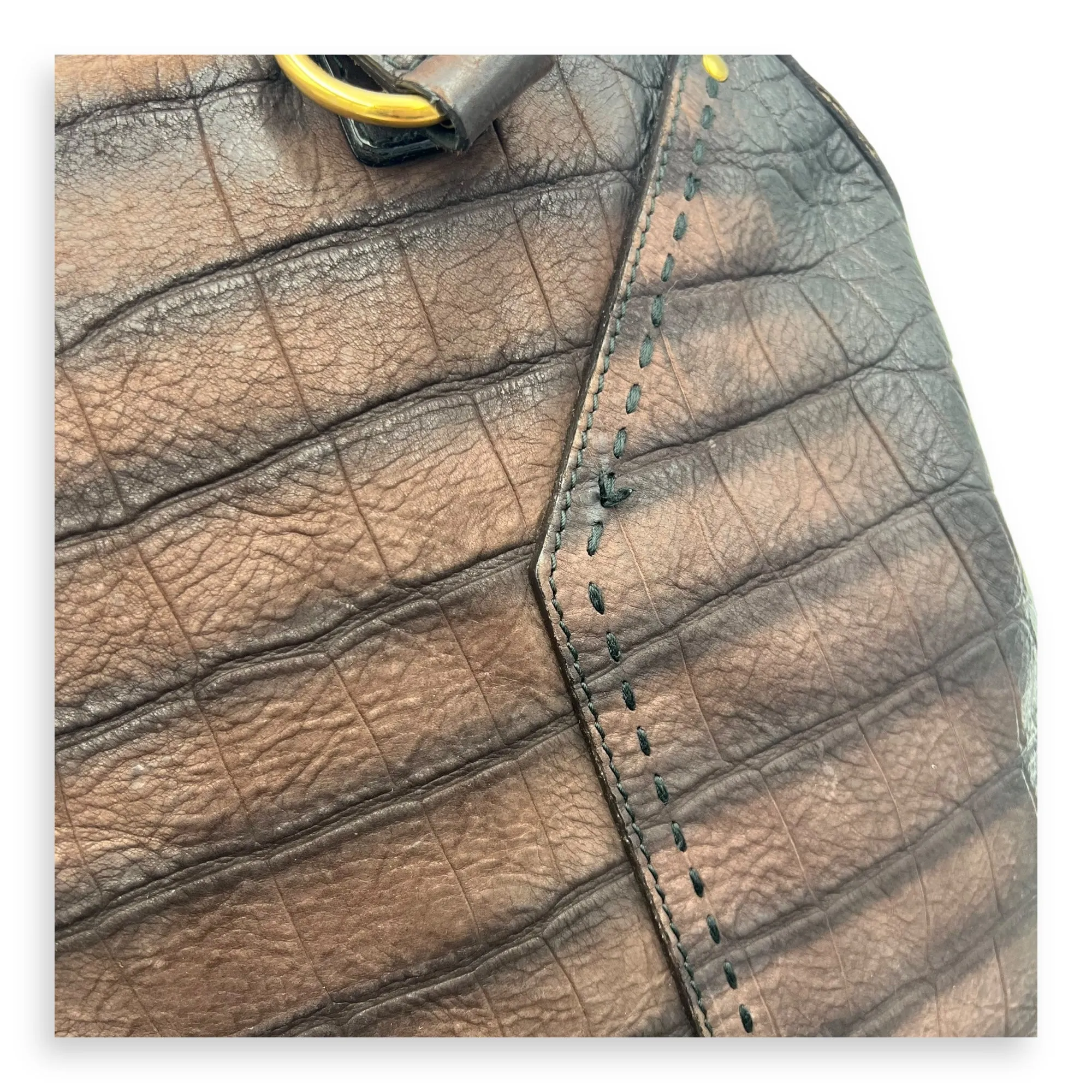 Muse Top Handle Bag Large Brown in Calfskin, Gold hardware