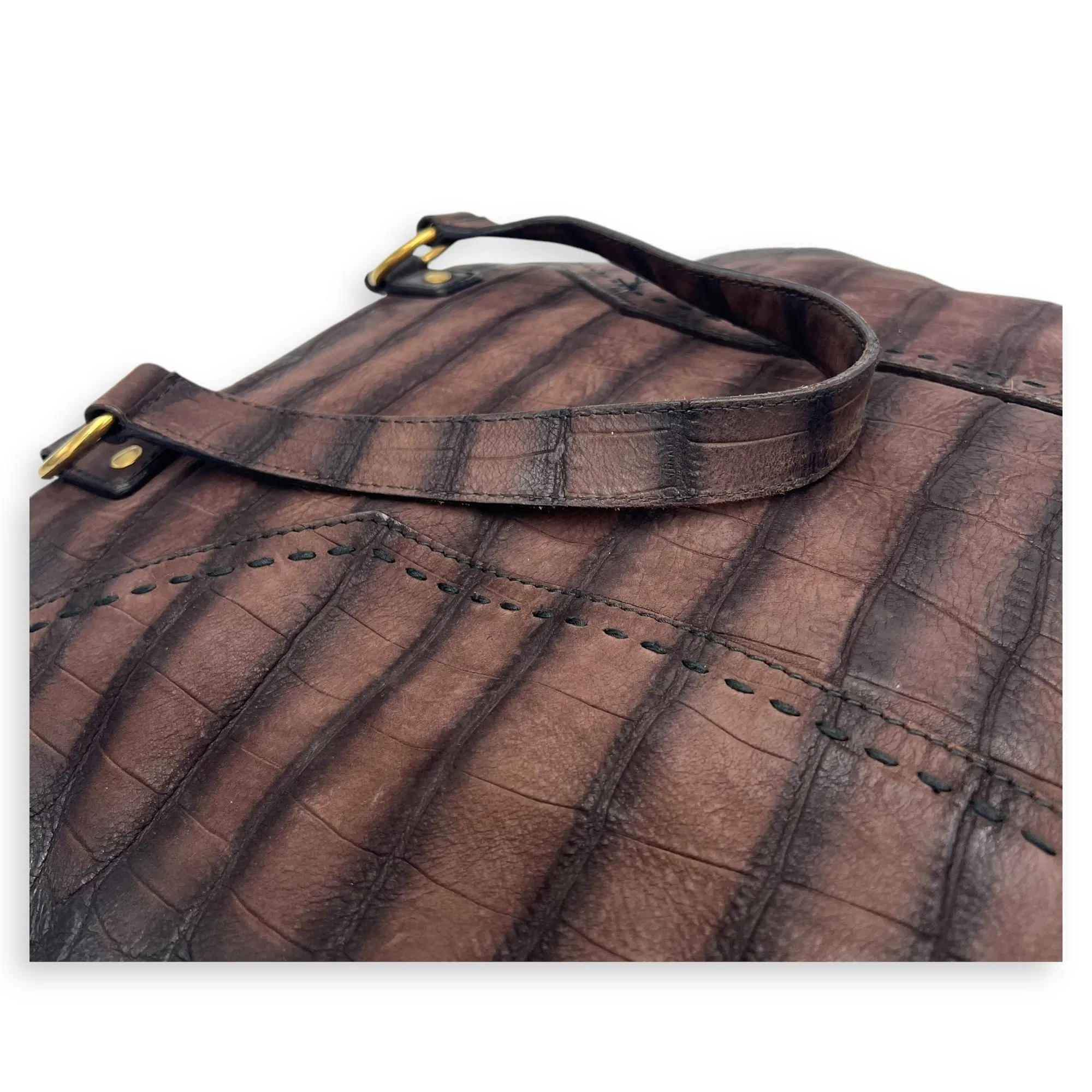 Muse Top Handle Bag Large Brown in Calfskin, Gold hardware