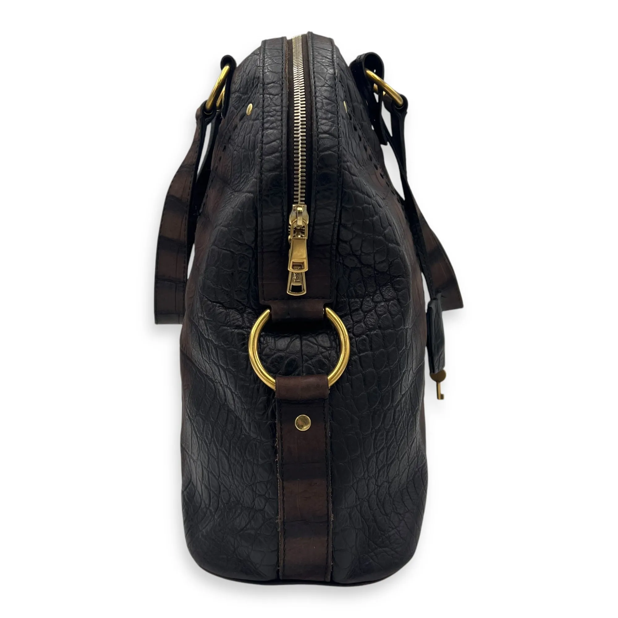 Muse Top Handle Bag Large Brown in Calfskin, Gold hardware