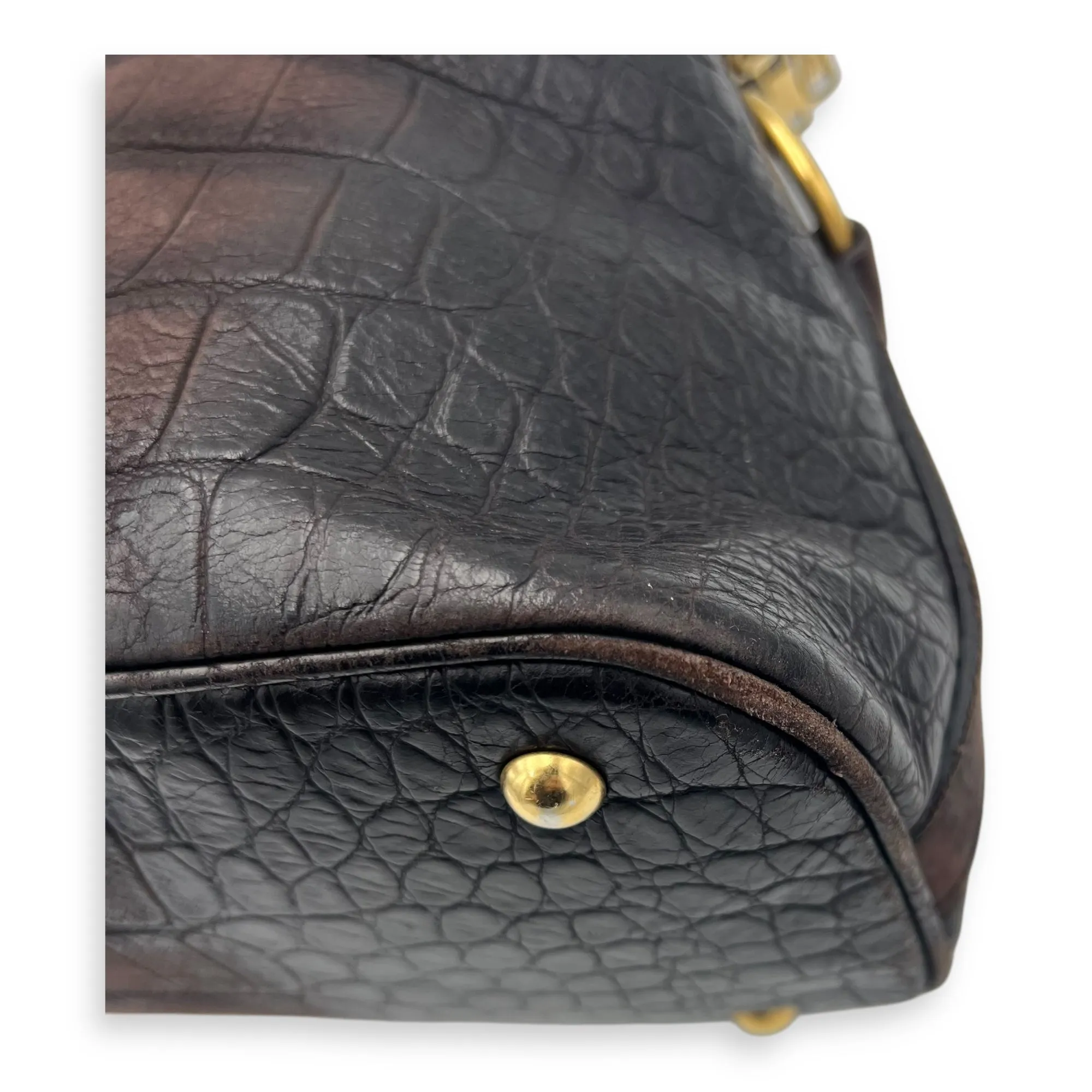 Muse Top Handle Bag Large Brown in Calfskin, Gold hardware