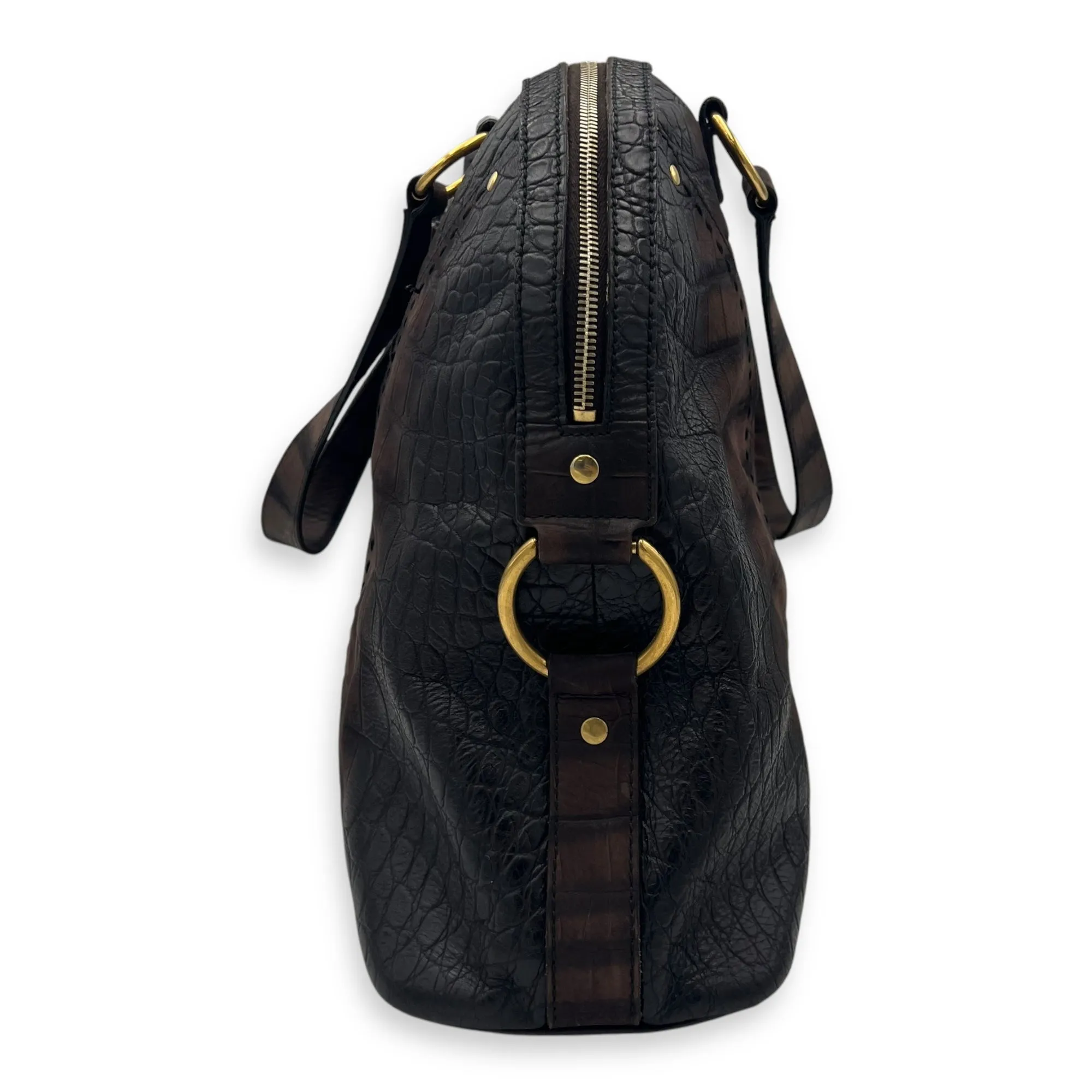 Muse Top Handle Bag Large Brown in Calfskin, Gold hardware