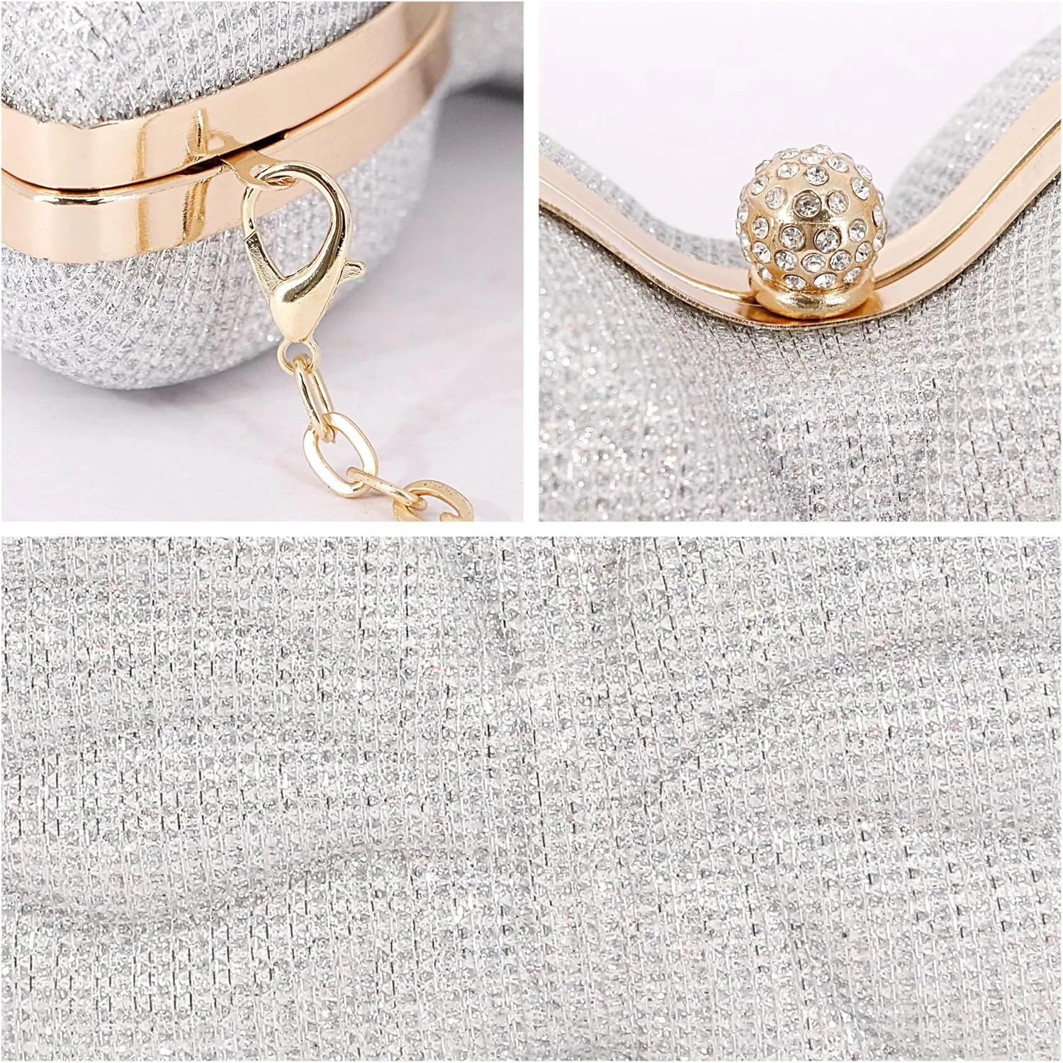 Naimo Womens Butterfly Clutch Bag Glitter Evening Bag Mini Handbag Sparkly Shoulder Chain Purse