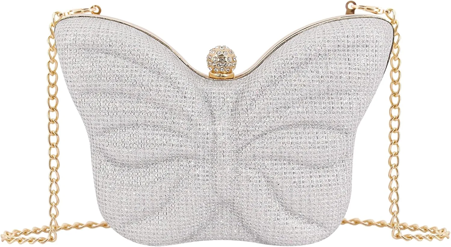 Naimo Womens Butterfly Clutch Bag Glitter Evening Bag Mini Handbag Sparkly Shoulder Chain Purse
