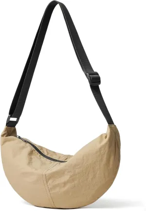 Nylon Crossbody Bag For Women Men Casual Lightweight Crescent Shoulder Hobo Purse With Wide Adjustable Strap